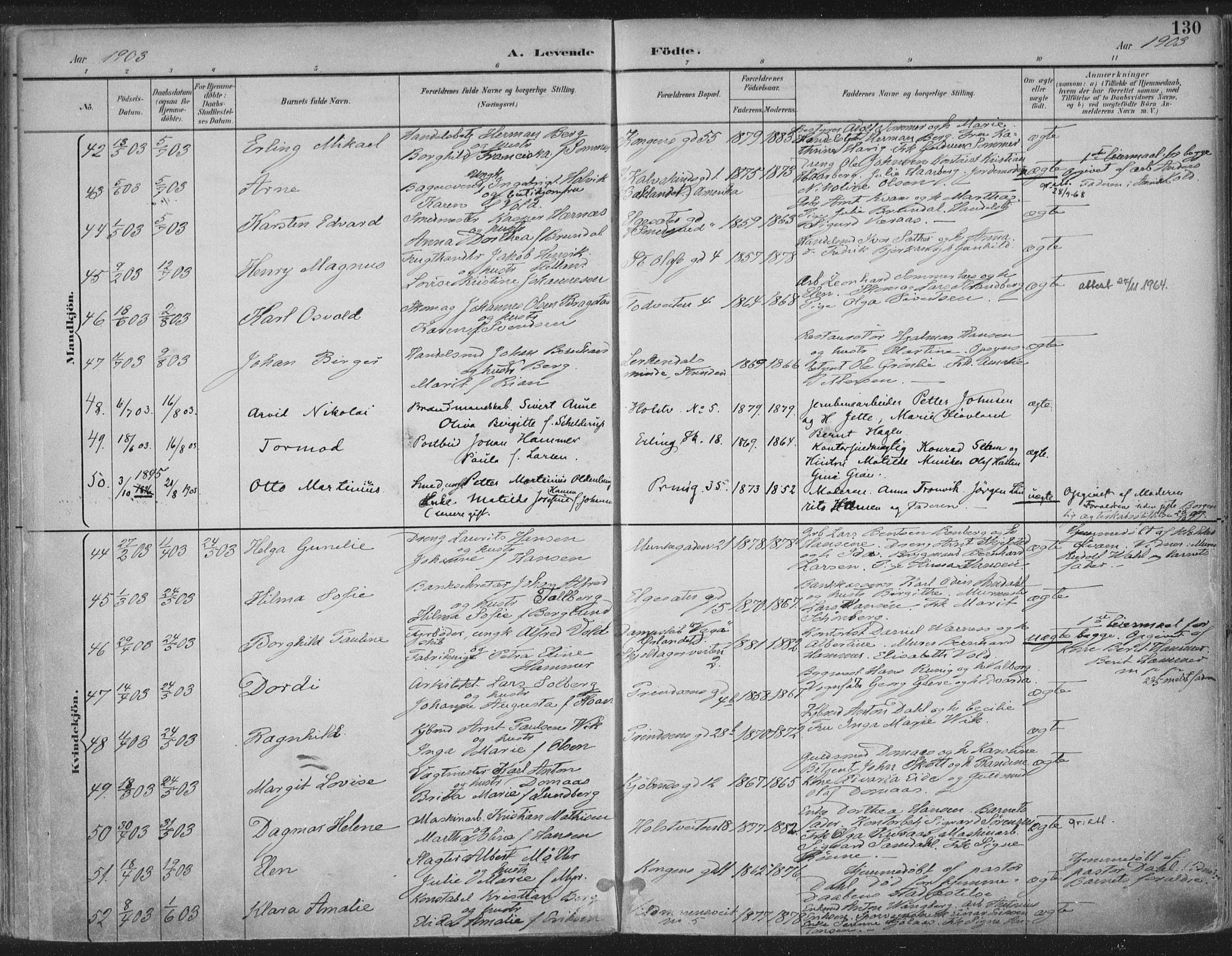 Ministerialprotokoller, klokkerbøker og fødselsregistre - Sør-Trøndelag, SAT/A-1456/601/L0062: Ministerialbok nr. 601A30, 1891-1911, s. 130