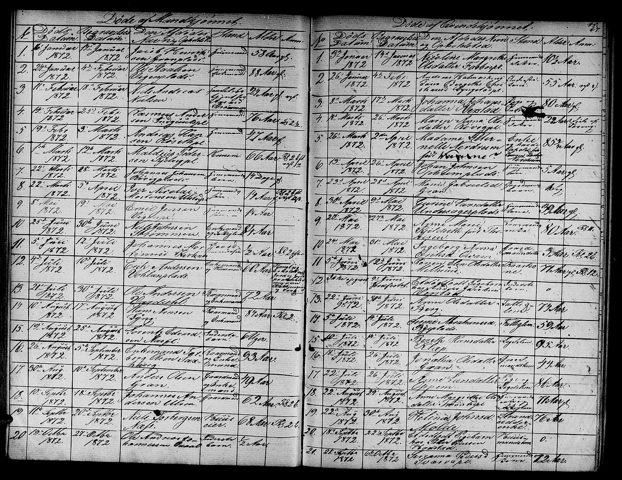 Ministerialprotokoller, klokkerbøker og fødselsregistre - Nord-Trøndelag, SAT/A-1458/730/L0300: Klokkerbok nr. 730C03, 1872-1879, s. 67