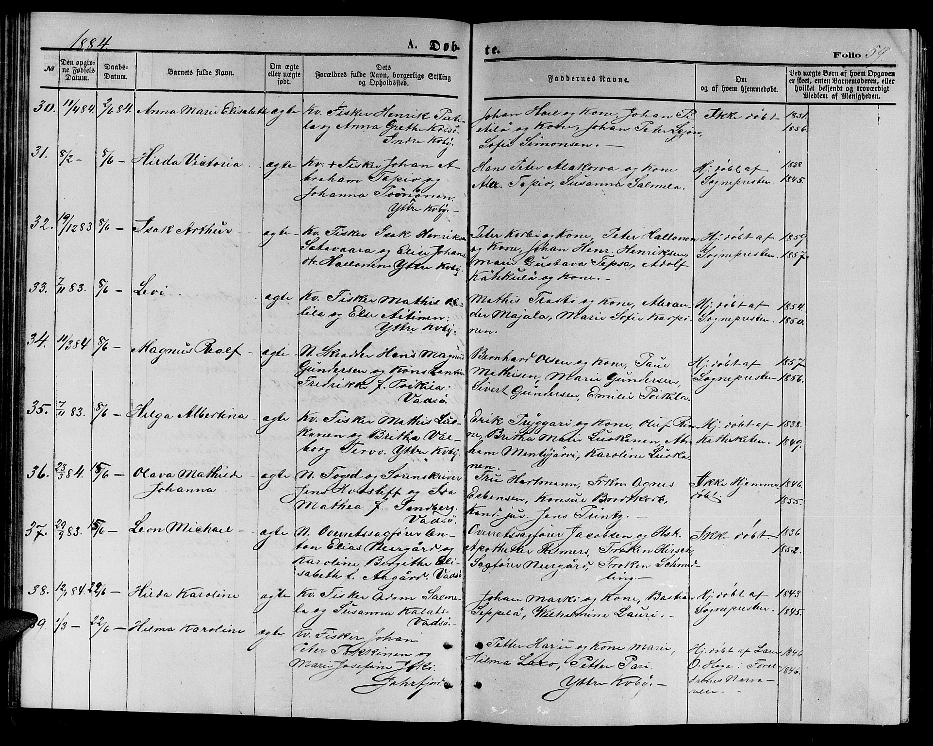 Vadsø sokneprestkontor, AV/SATØ-S-1325/H/Hb/L0002klokker: Klokkerbok nr. 2, 1875-1884, s. 59