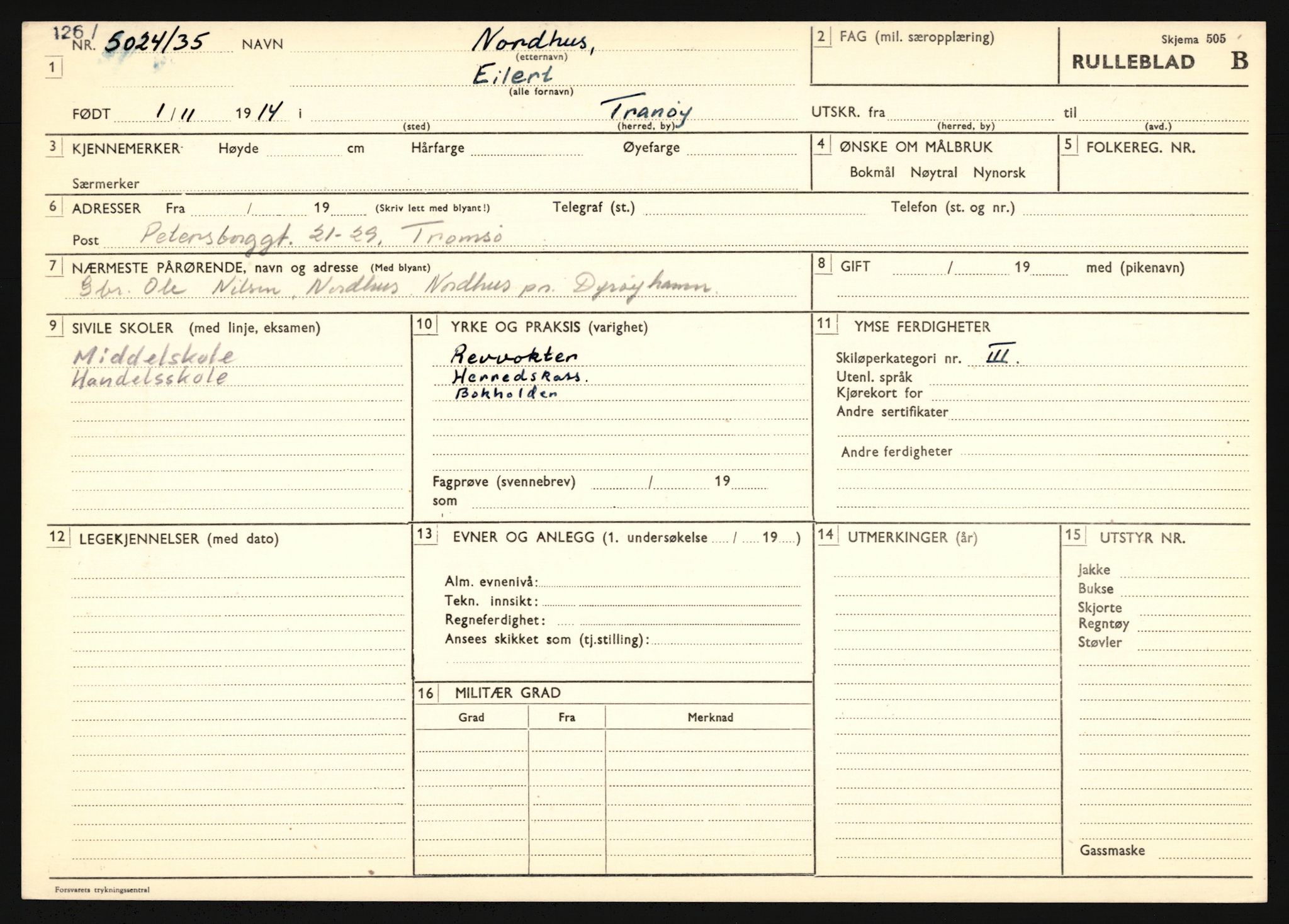 Forsvaret, Troms infanteriregiment nr. 16, AV/RA-RAFA-3146/P/Pa/L0019: Rulleblad for regimentets menige mannskaper, årsklasse 1935, 1935, s. 889