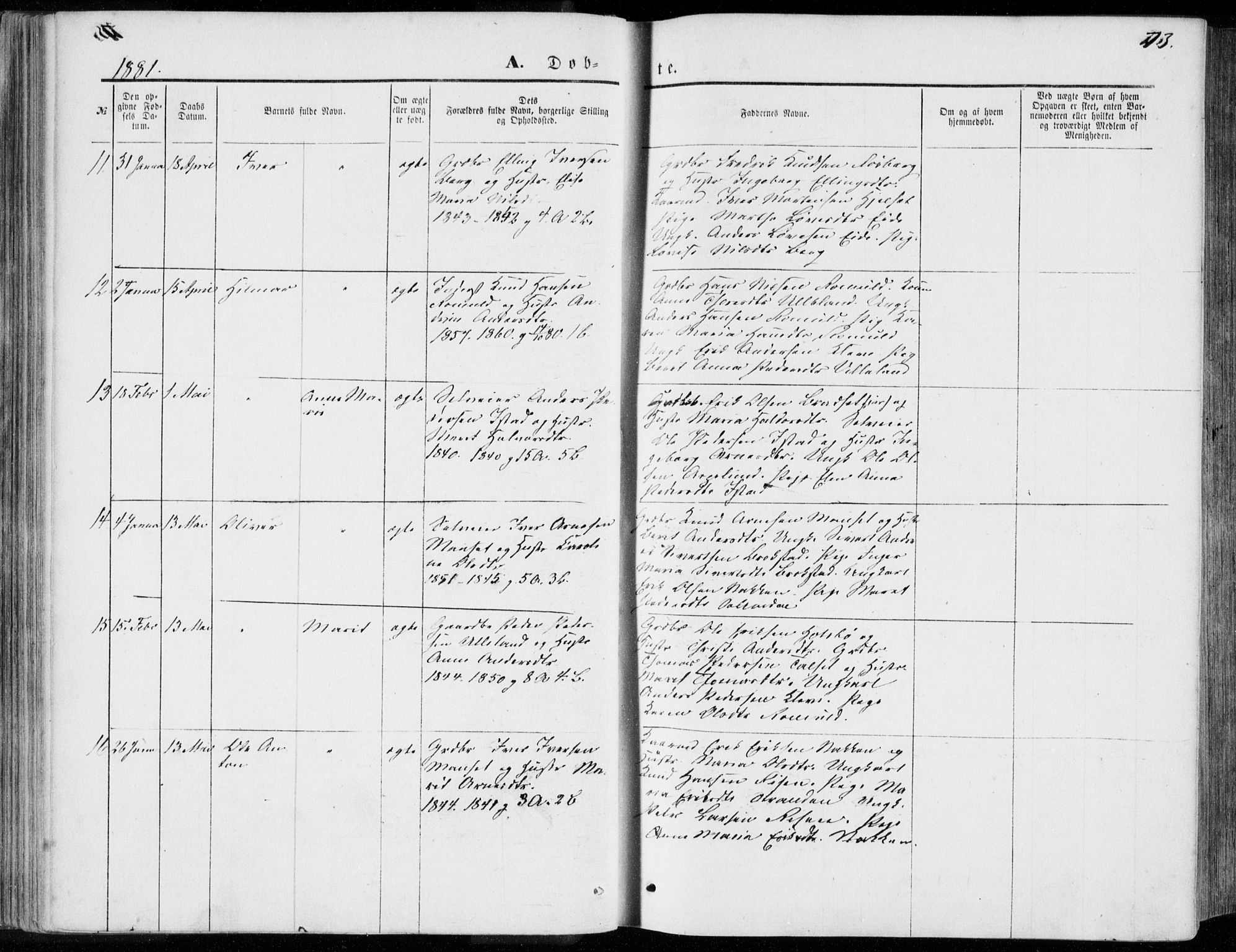 Ministerialprotokoller, klokkerbøker og fødselsregistre - Møre og Romsdal, AV/SAT-A-1454/557/L0681: Ministerialbok nr. 557A03, 1869-1886, s. 73