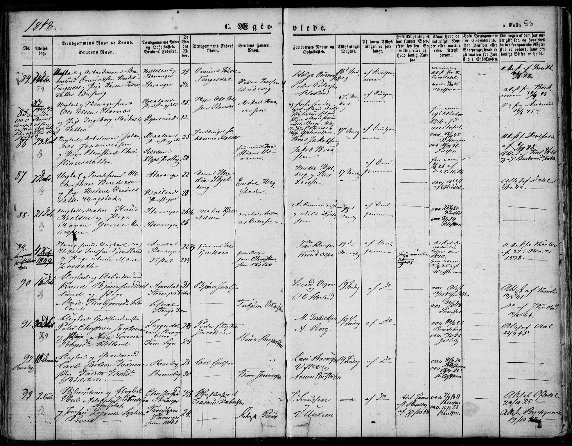 Domkirken sokneprestkontor, AV/SAST-A-101812/001/30/30BA/L0015: Ministerialbok nr. A 14, 1842-1857, s. 56