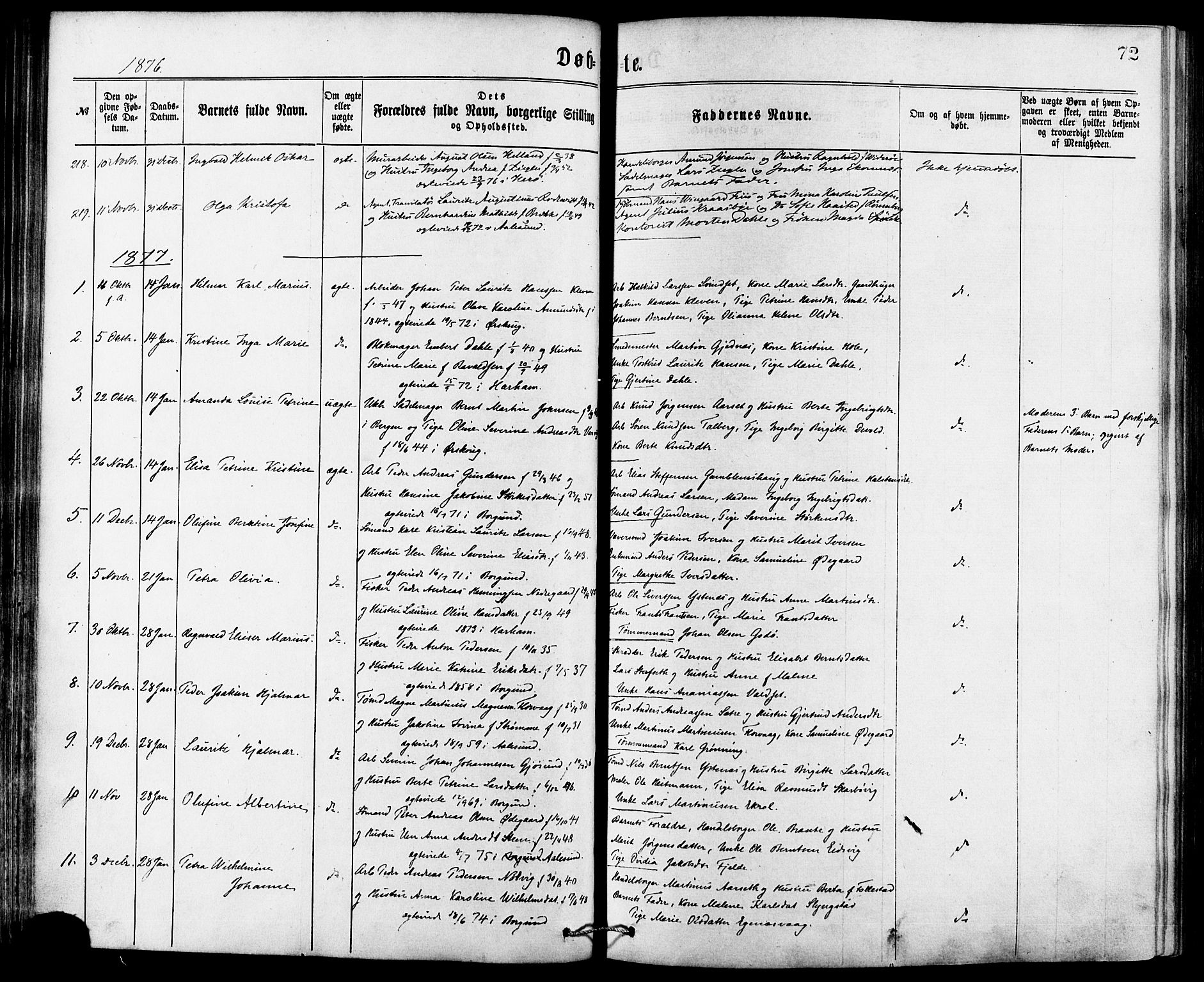 Ministerialprotokoller, klokkerbøker og fødselsregistre - Møre og Romsdal, SAT/A-1454/529/L0453: Ministerialbok nr. 529A03, 1872-1877, s. 72