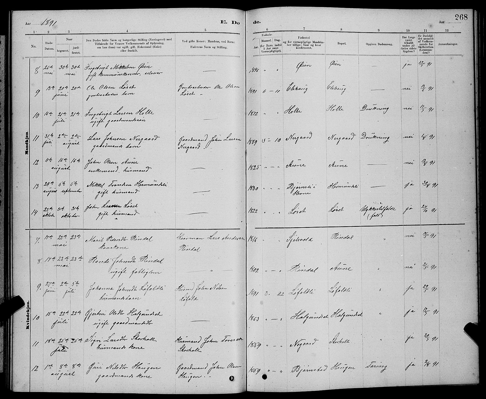 Ministerialprotokoller, klokkerbøker og fødselsregistre - Møre og Romsdal, AV/SAT-A-1454/598/L1077: Klokkerbok nr. 598C02, 1879-1891, s. 268