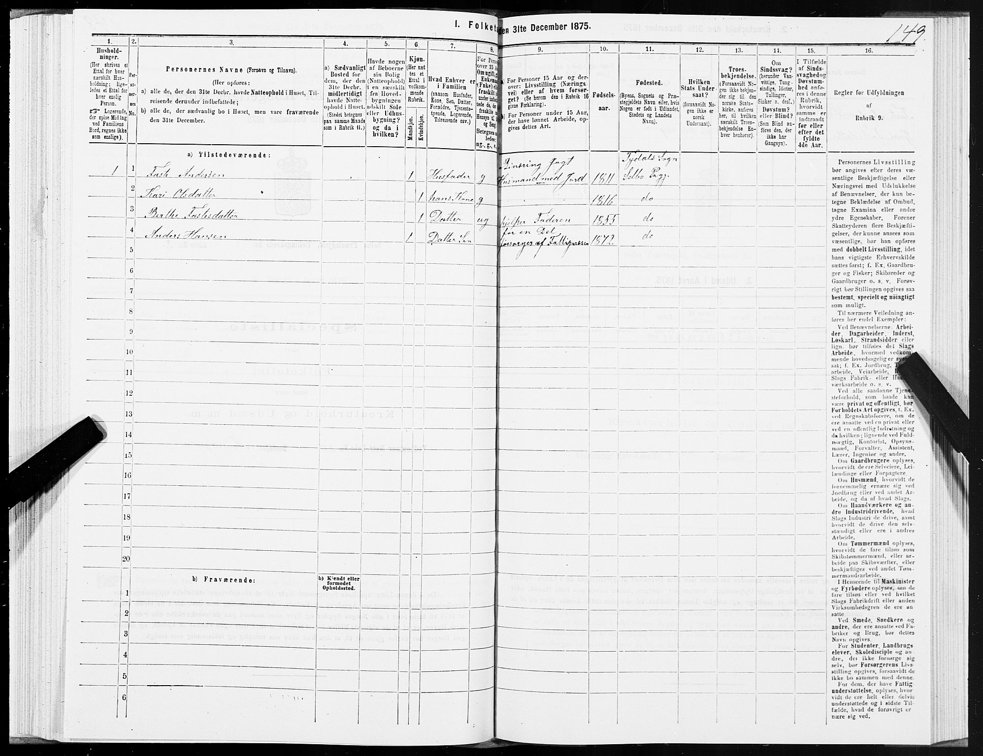 SAT, Folketelling 1875 for 1664P Selbu prestegjeld, 1875, s. 7149