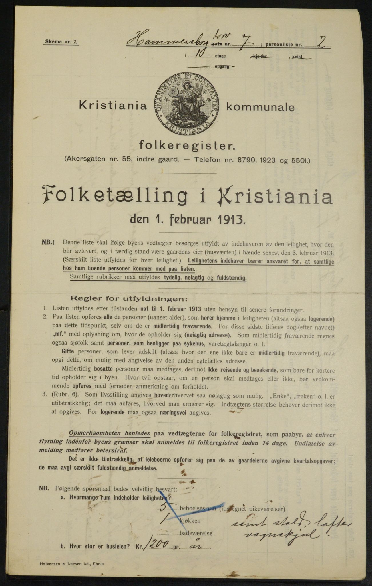 OBA, Kommunal folketelling 1.2.1913 for Kristiania, 1913, s. 34573