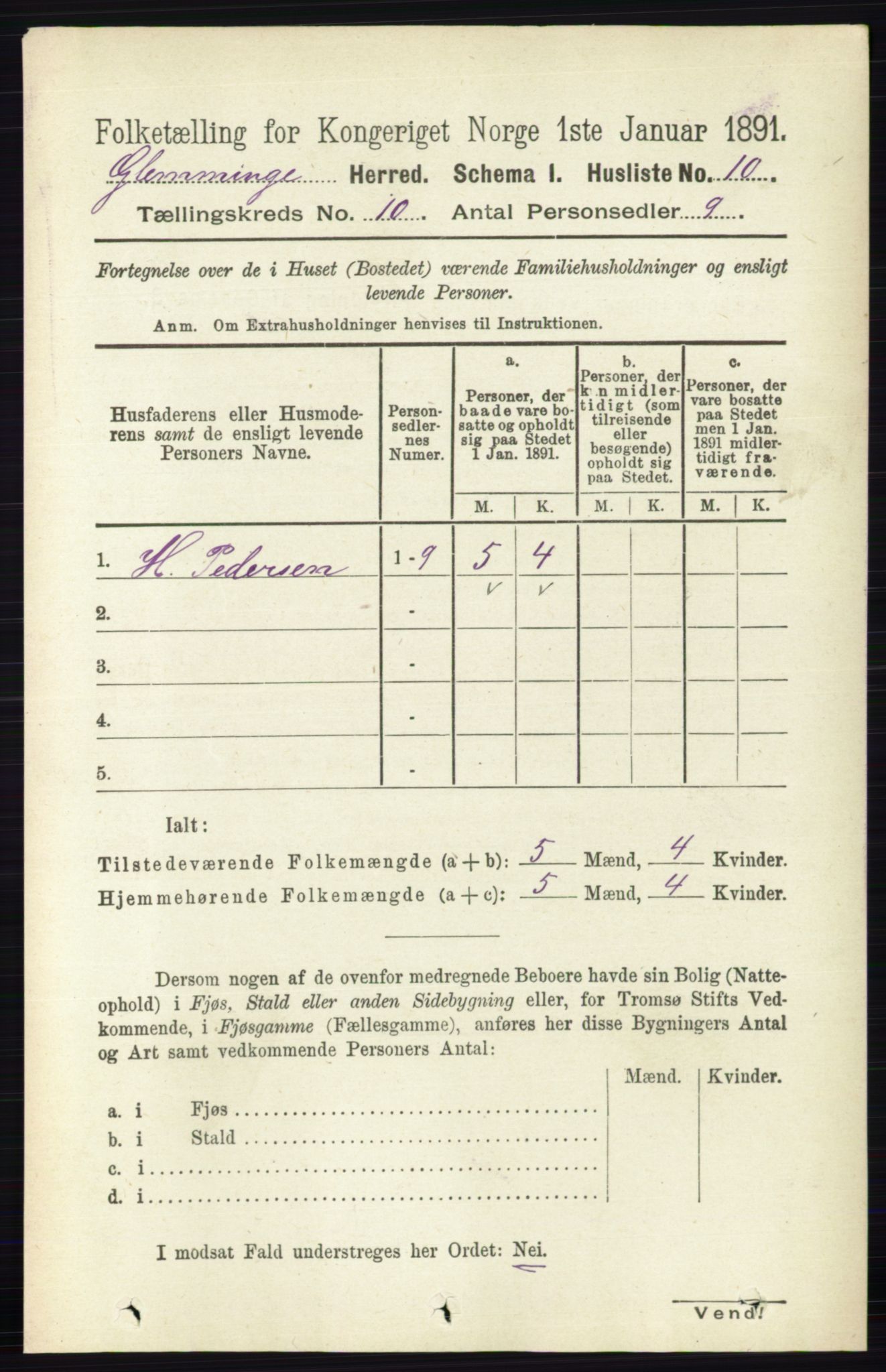 RA, Folketelling 1891 for 0132 Glemmen herred, 1891, s. 9910