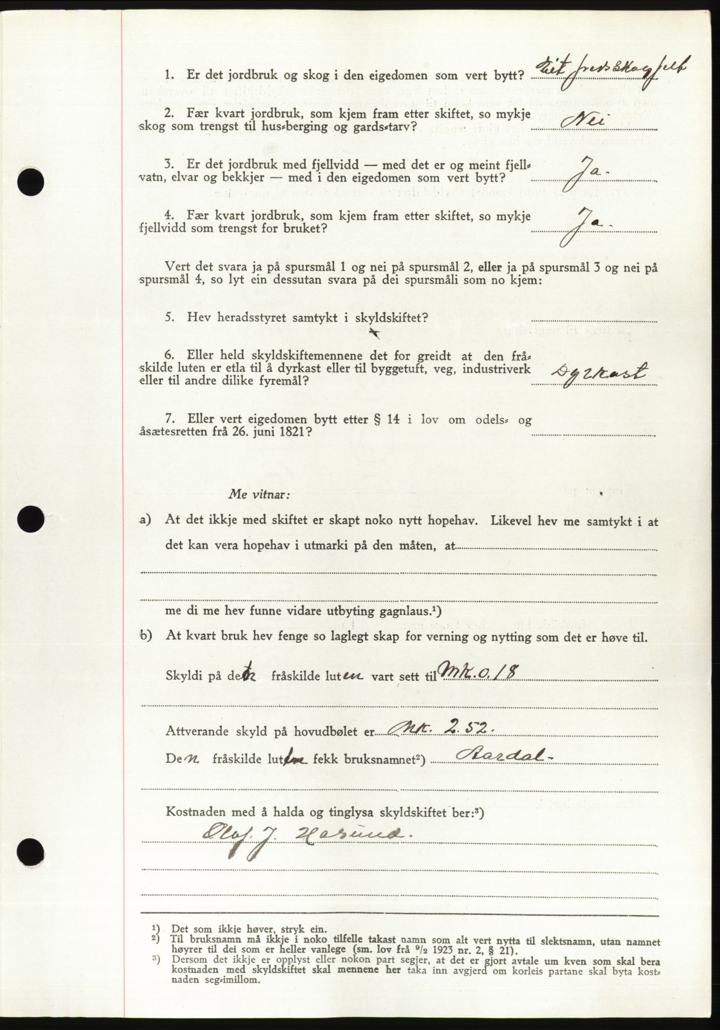 Søre Sunnmøre sorenskriveri, AV/SAT-A-4122/1/2/2C/L0078: Pantebok nr. 4A, 1946-1946, Dagboknr: 337/1946