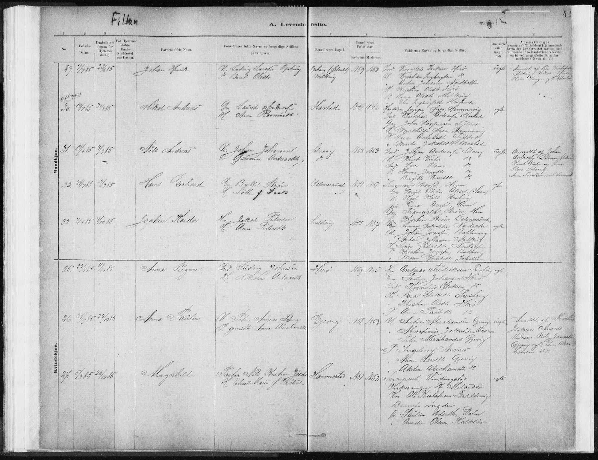 Ministerialprotokoller, klokkerbøker og fødselsregistre - Sør-Trøndelag, SAT/A-1456/637/L0558: Ministerialbok nr. 637A01, 1882-1899, s. 41