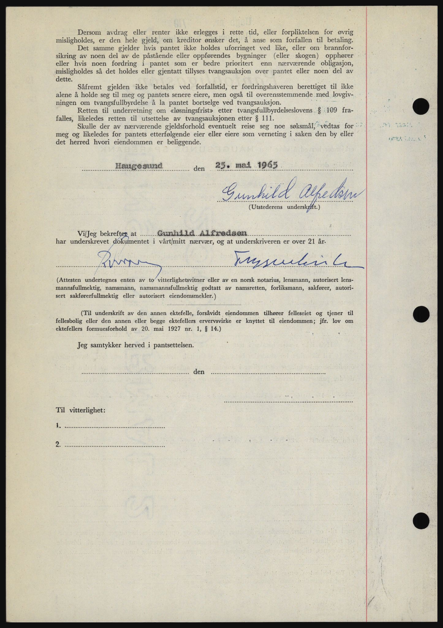 Haugesund tingrett, SAST/A-101415/01/II/IIC/L0053: Pantebok nr. B 53, 1965-1965, Dagboknr: 1279/1965