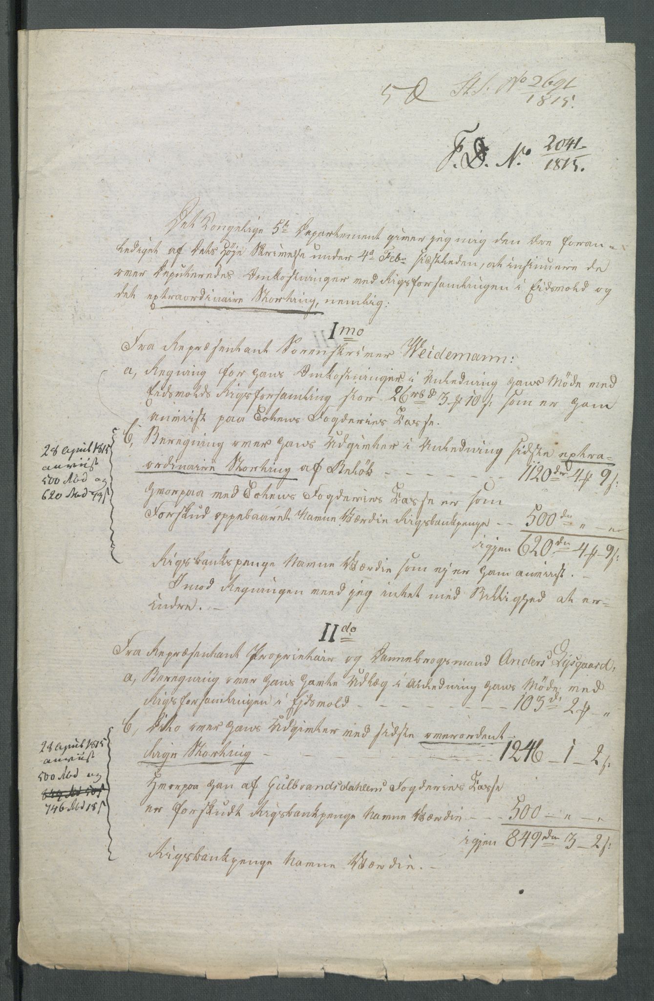 5. departement for finans-, handels- og tollfaget, AV/RA-S-3893/C/Cb/L0014: Regninger fra Riksforsamlingens deputerede, 1814, s. 235