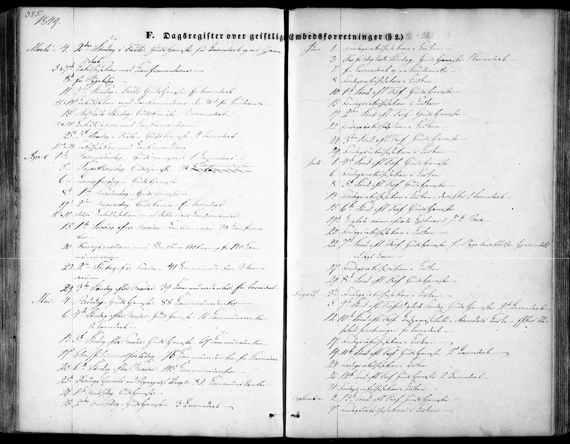 Arendal sokneprestkontor, Trefoldighet, SAK/1111-0040/F/Fa/L0005: Ministerialbok nr. A 5, 1838-1854, s. 385