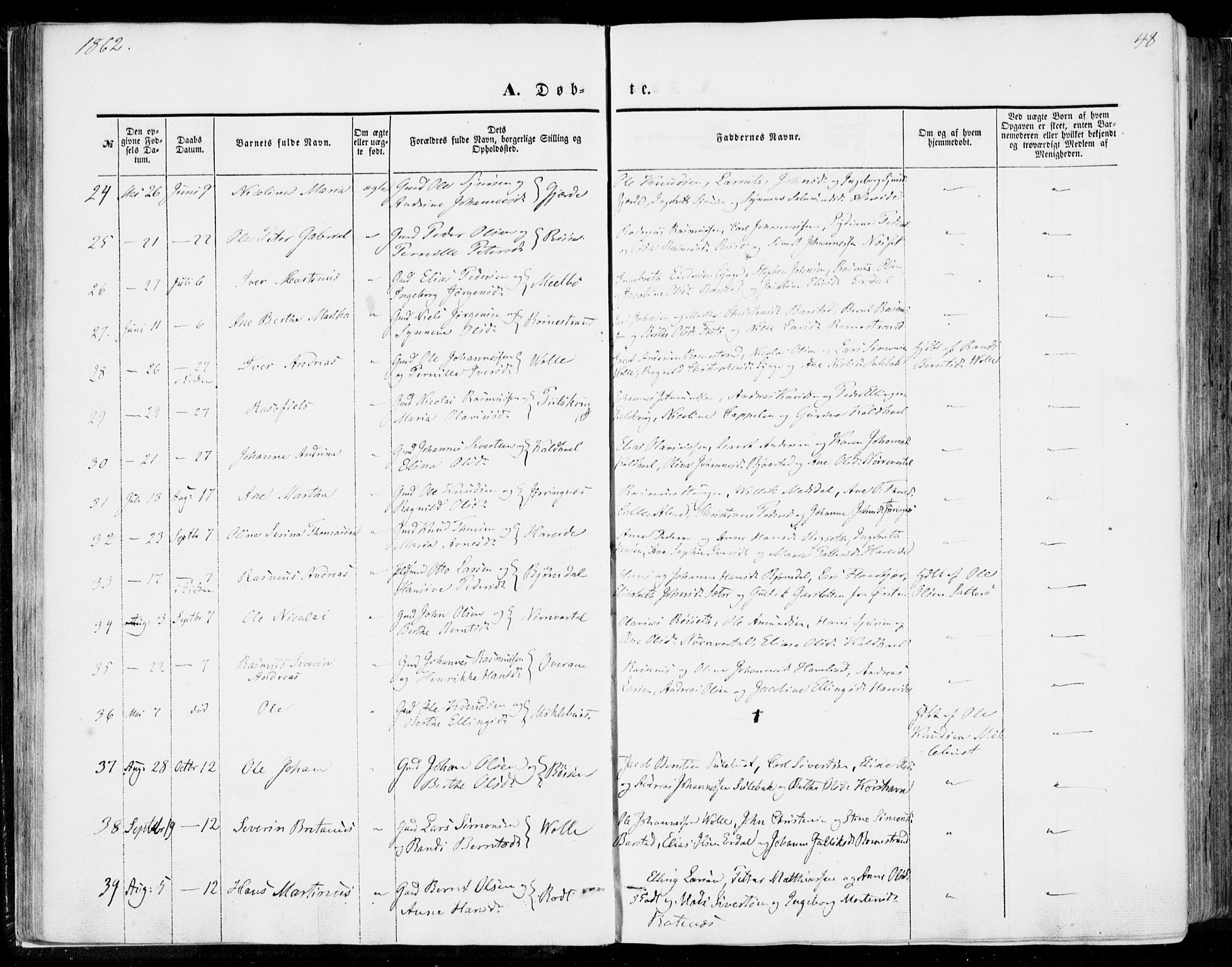 Ministerialprotokoller, klokkerbøker og fødselsregistre - Møre og Romsdal, AV/SAT-A-1454/510/L0121: Ministerialbok nr. 510A01, 1848-1877, s. 48