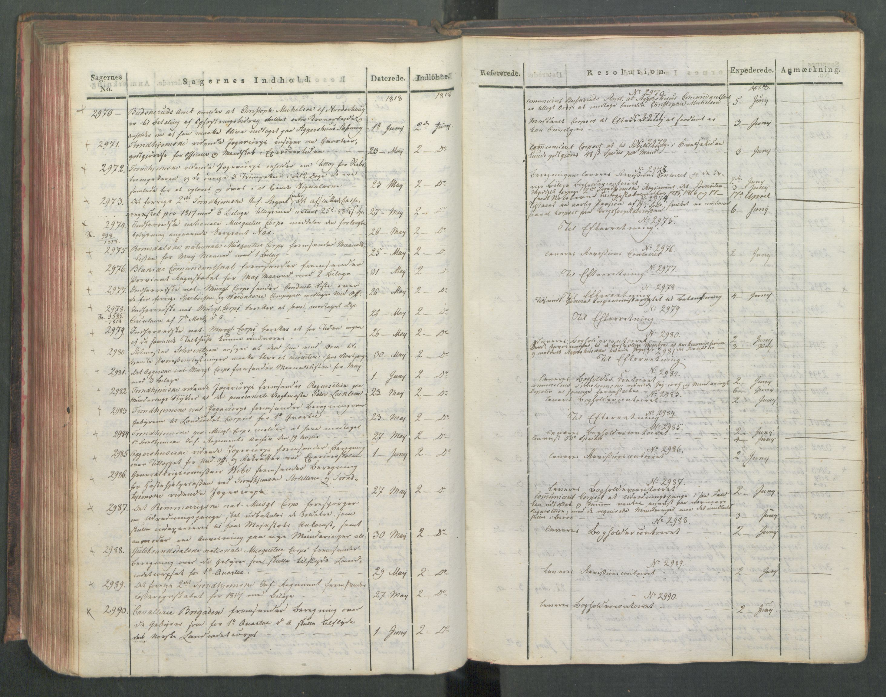 Armédepartementet, AV/RA-RAFA-3493/C/Ca/L0015: 6. Departements Journal, 1818