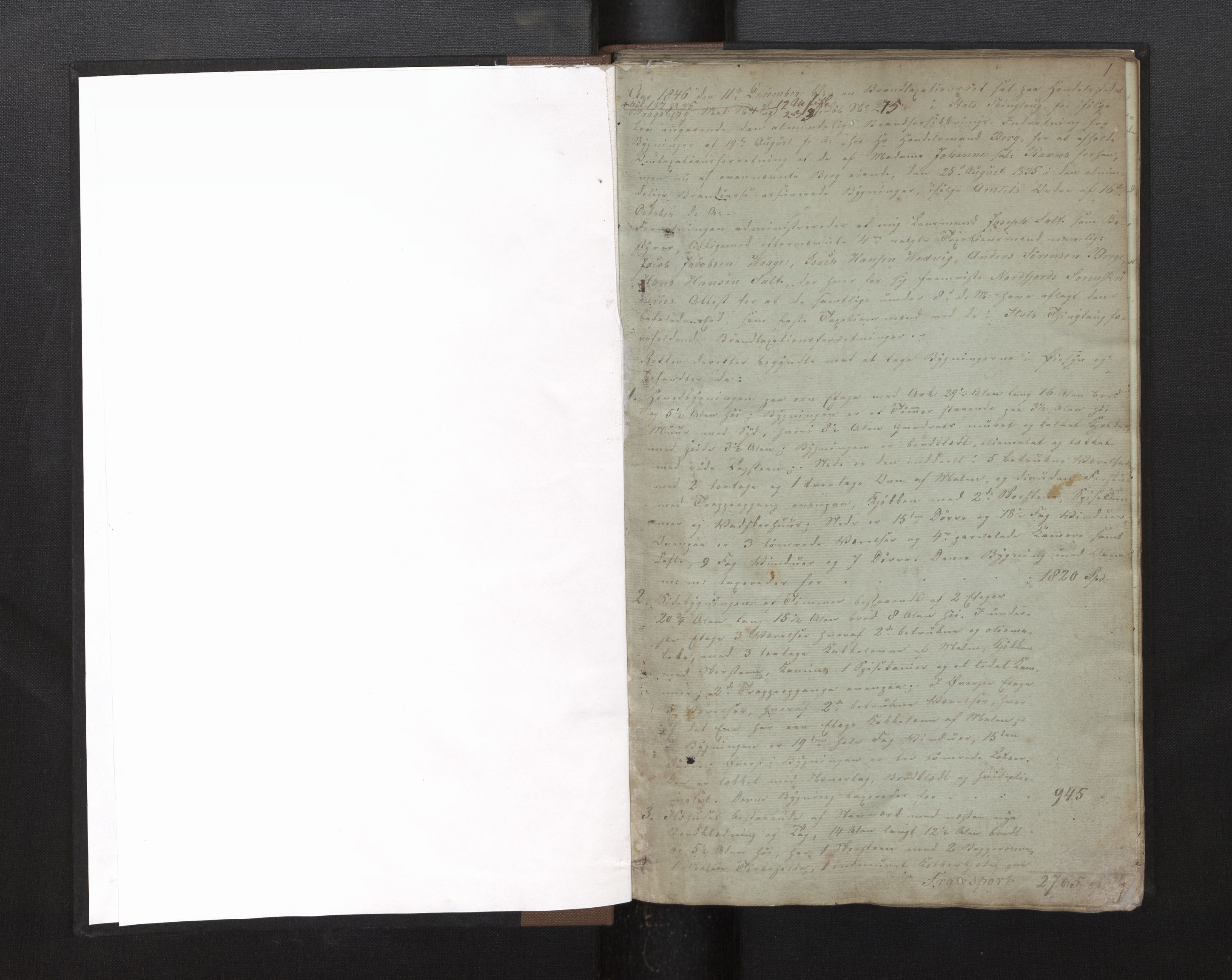 Lensmannen i Selje, AV/SAB-A-29701/0012/L0001: Branntakstprotokoll, 1846-1891, s. 1a