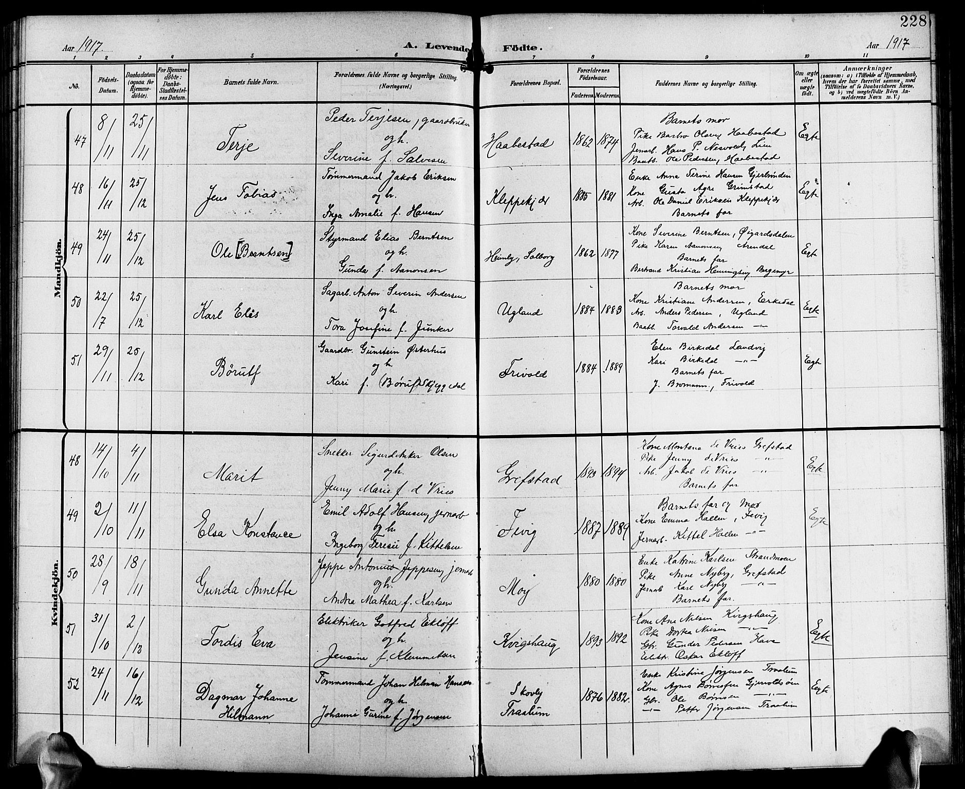 Fjære sokneprestkontor, AV/SAK-1111-0011/F/Fb/L0012: Klokkerbok nr. B 12, 1902-1925, s. 228