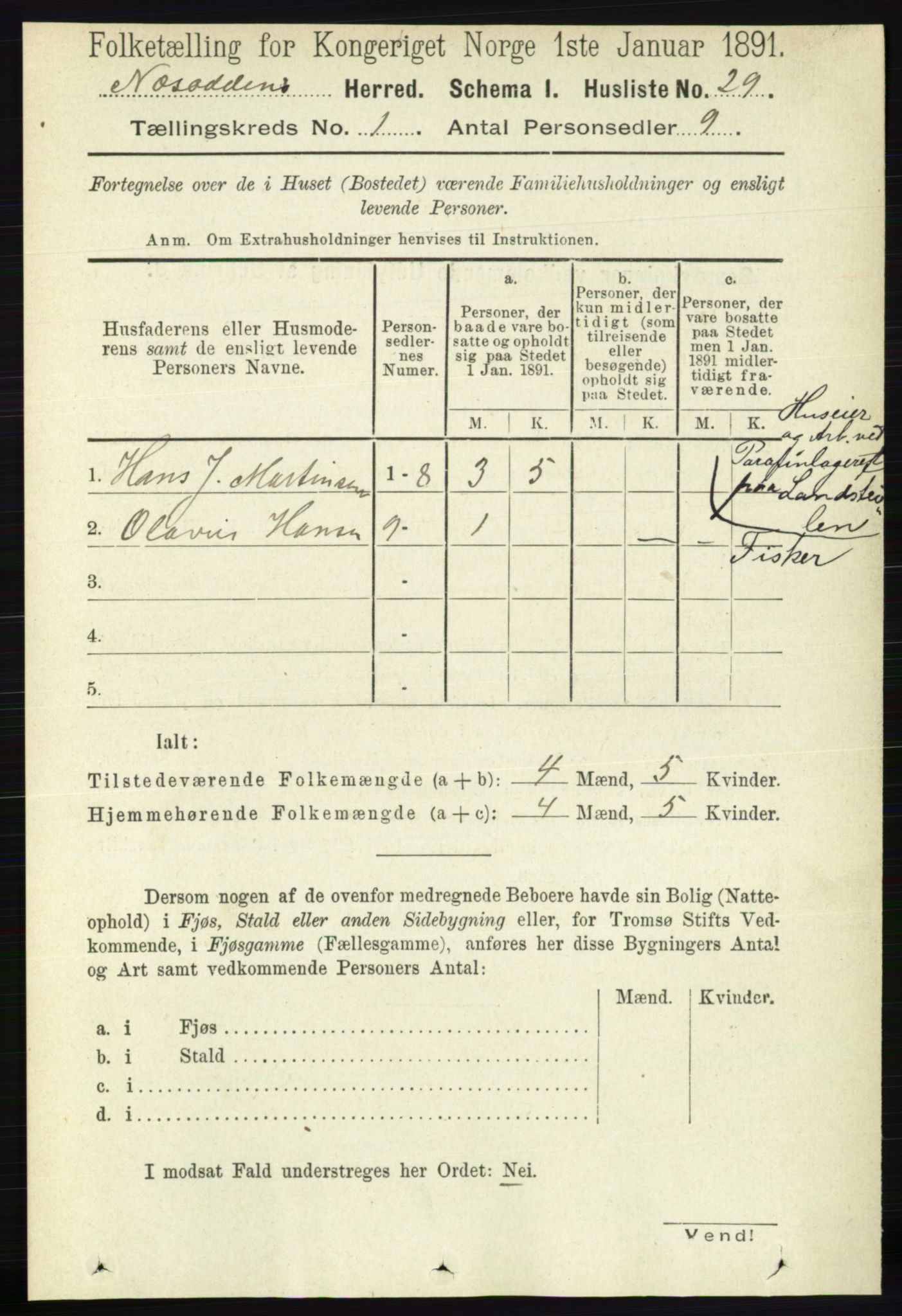 RA, Folketelling 1891 for 0216 Nesodden herred, 1891, s. 45