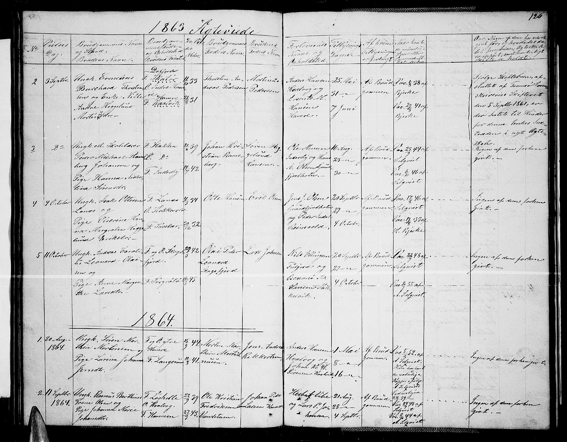 Karlsøy sokneprestembete, SATØ/S-1299/H/Ha/Hab/L0004klokker: Klokkerbok nr. 4, 1845-1870, s. 126