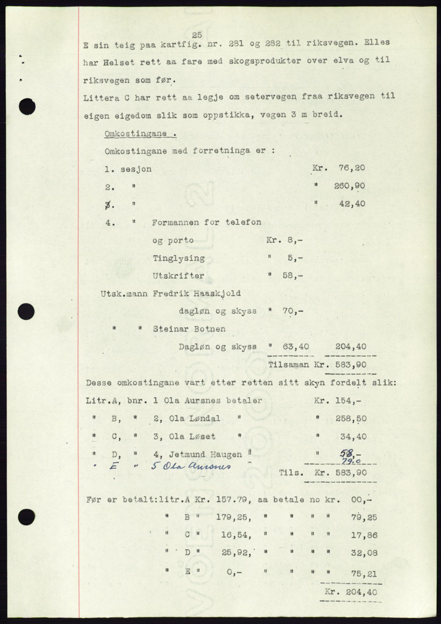 Søre Sunnmøre sorenskriveri, AV/SAT-A-4122/1/2/2C/L0083: Pantebok nr. 9A, 1948-1949, Dagboknr: 62/1949