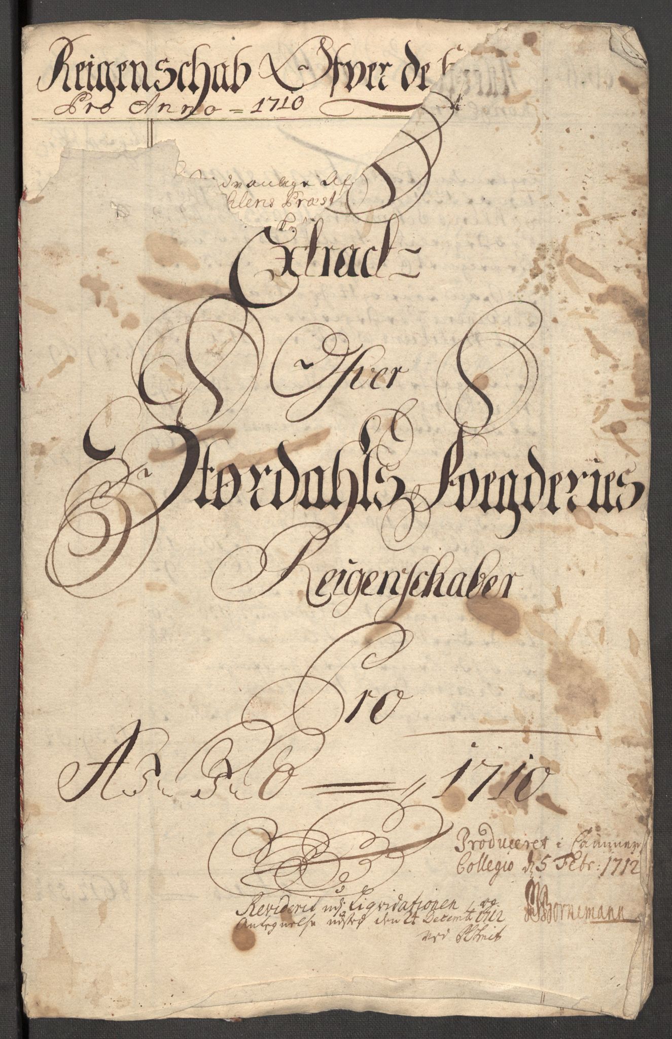 Rentekammeret inntil 1814, Reviderte regnskaper, Fogderegnskap, RA/EA-4092/R62/L4200: Fogderegnskap Stjørdal og Verdal, 1710, s. 3