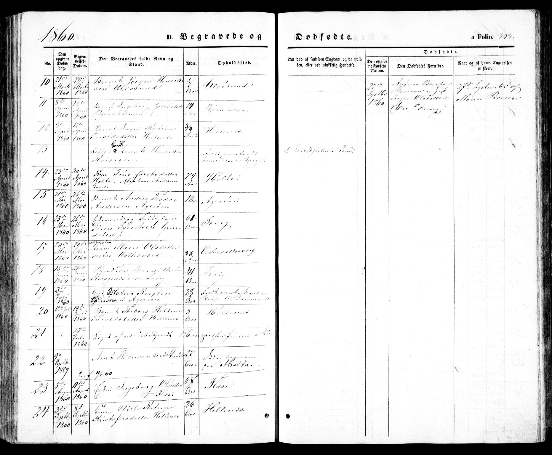 Høvåg sokneprestkontor, SAK/1111-0025/F/Fb/L0002: Klokkerbok nr. B 2, 1847-1869, s. 343