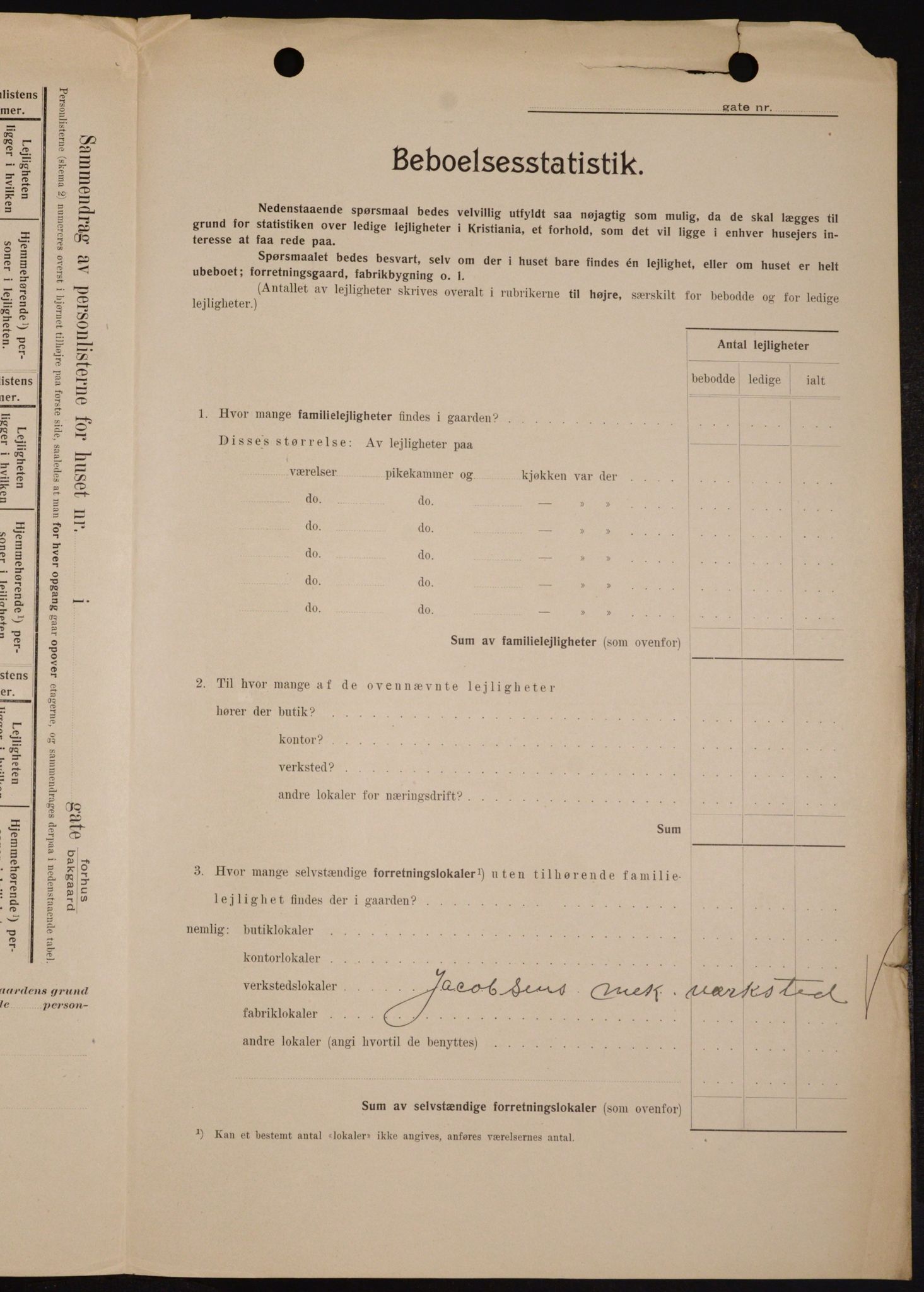 OBA, Kommunal folketelling 1.2.1909 for Kristiania kjøpstad, 1909, s. 31764