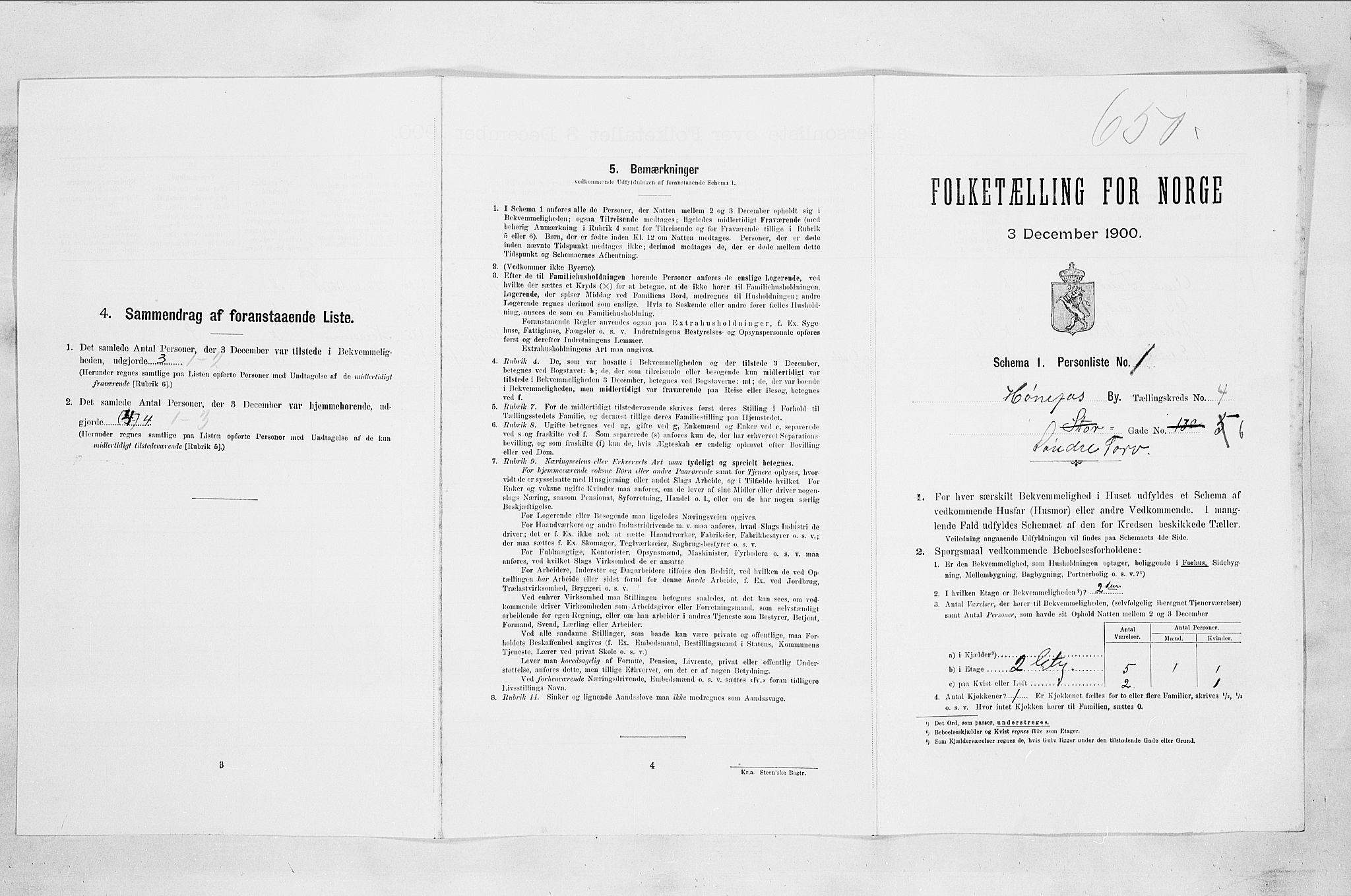 RA, Folketelling 1900 for 0601 Hønefoss kjøpstad, 1900, s. 415