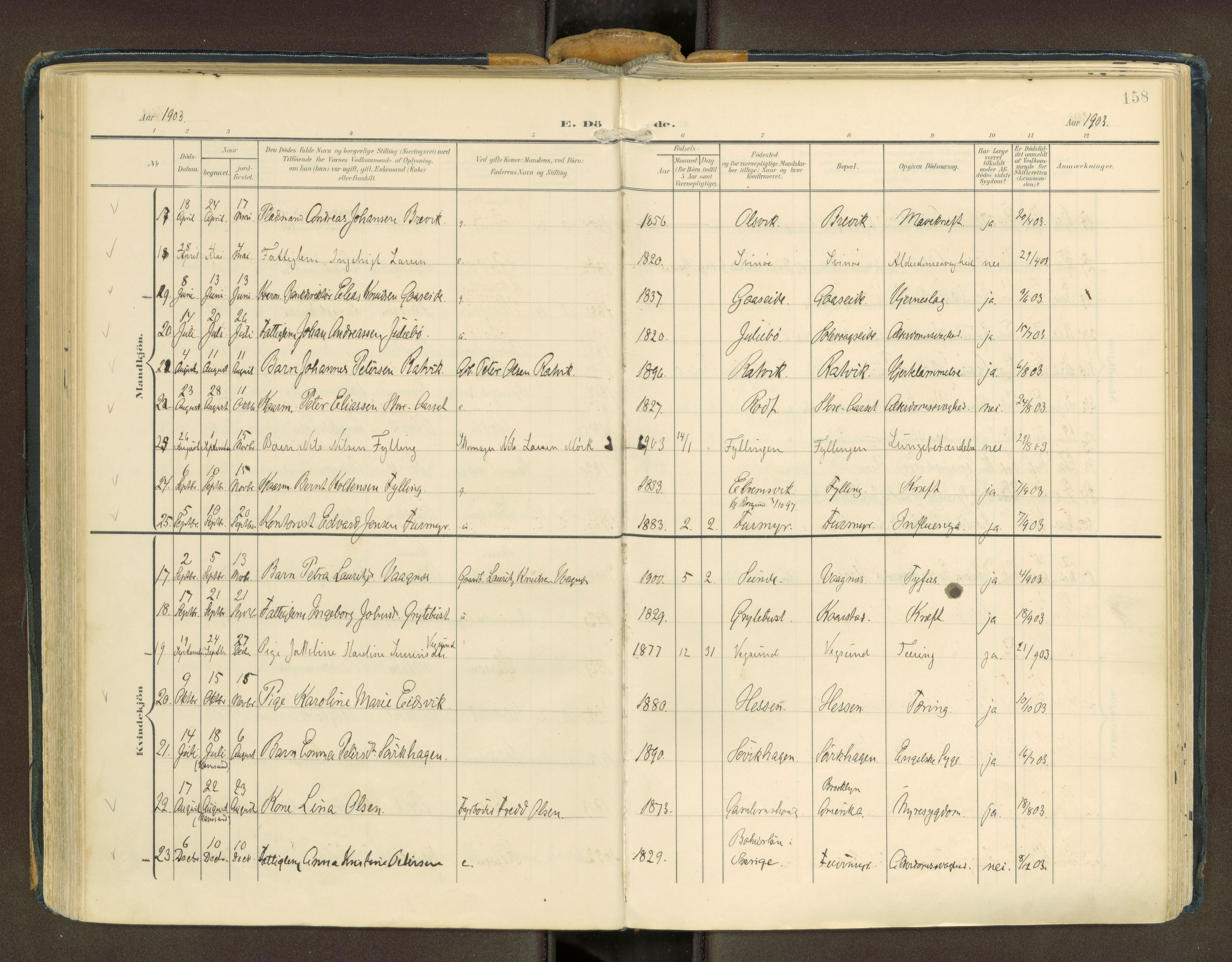 Ministerialprotokoller, klokkerbøker og fødselsregistre - Møre og Romsdal, AV/SAT-A-1454/528/L0451: Ministerialbok nr. 528A15, 1902-1943, s. 158