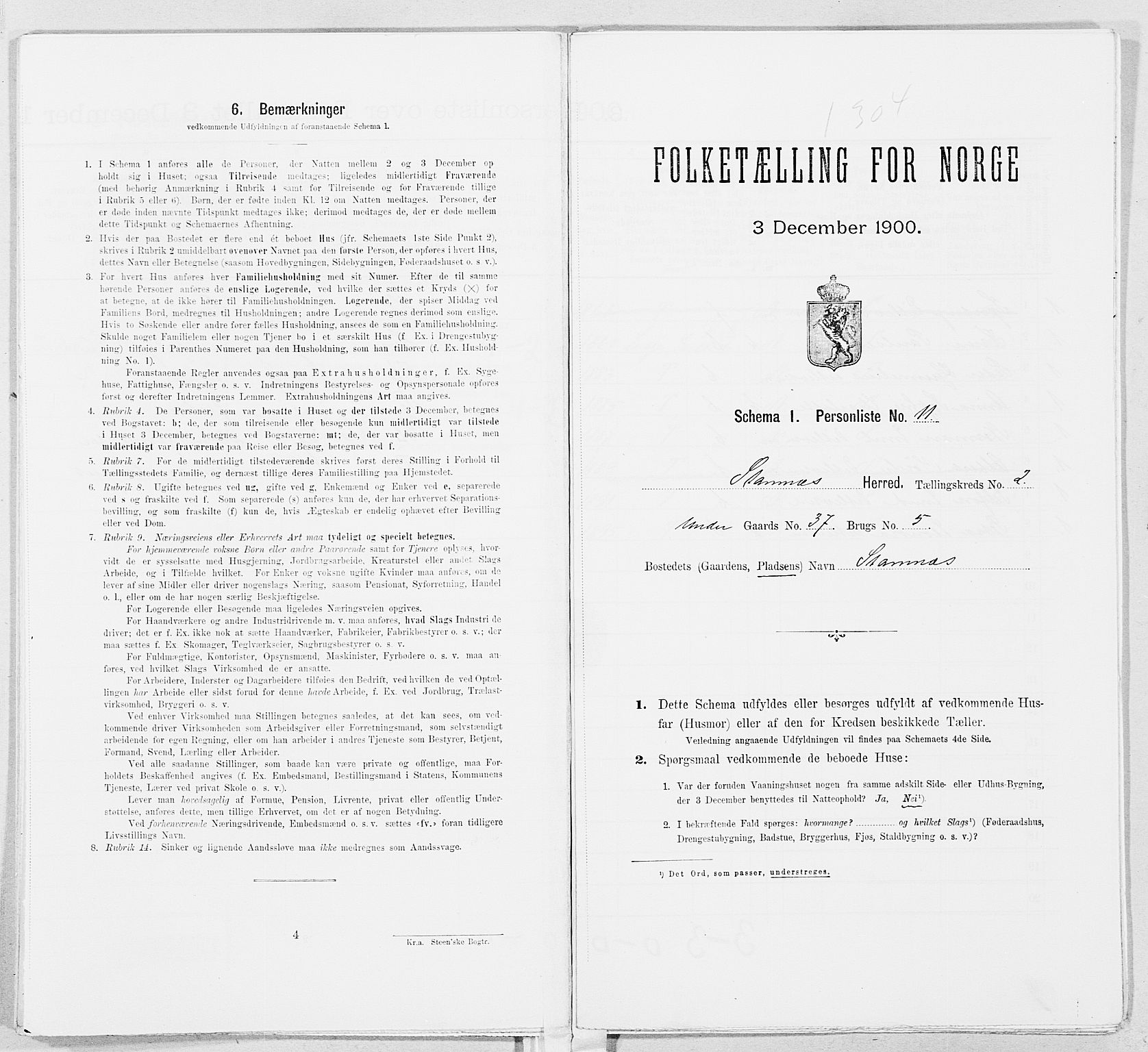 SAT, Folketelling 1900 for 1821 Stamnes herred, 1900, s. 204