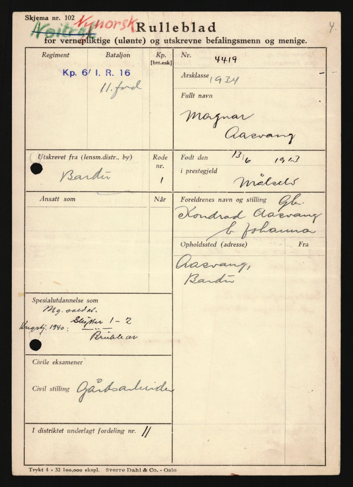 Forsvaret, Troms infanteriregiment nr. 16, AV/RA-RAFA-3146/P/Pa/L0018: Rulleblad for regimentets menige mannskaper, årsklasse 1934, 1934, s. 1273