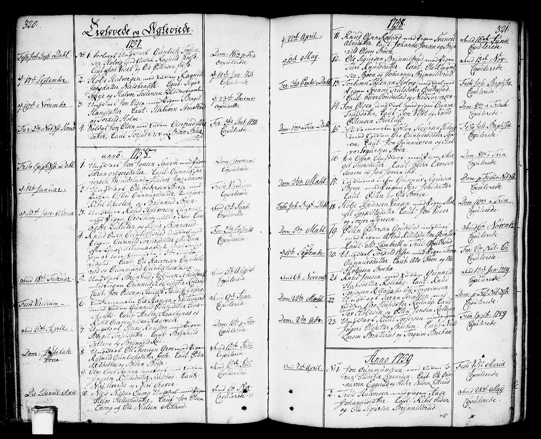 Tinn kirkebøker, AV/SAKO-A-308/F/Fa/L0002: Ministerialbok nr. I 2, 1757-1810, s. 320-321