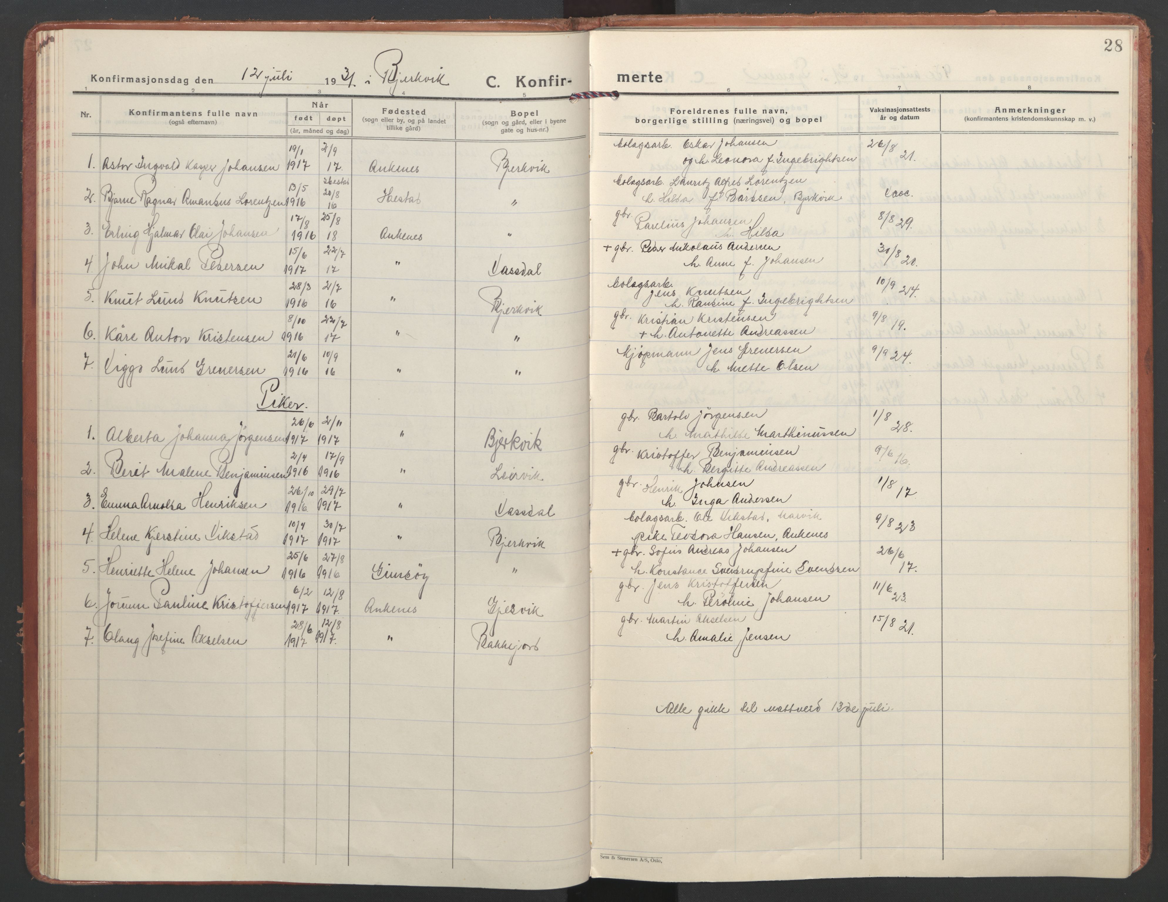 Ministerialprotokoller, klokkerbøker og fødselsregistre - Nordland, AV/SAT-A-1459/866/L0946: Ministerialbok nr. 866A09, 1926-1944, s. 28
