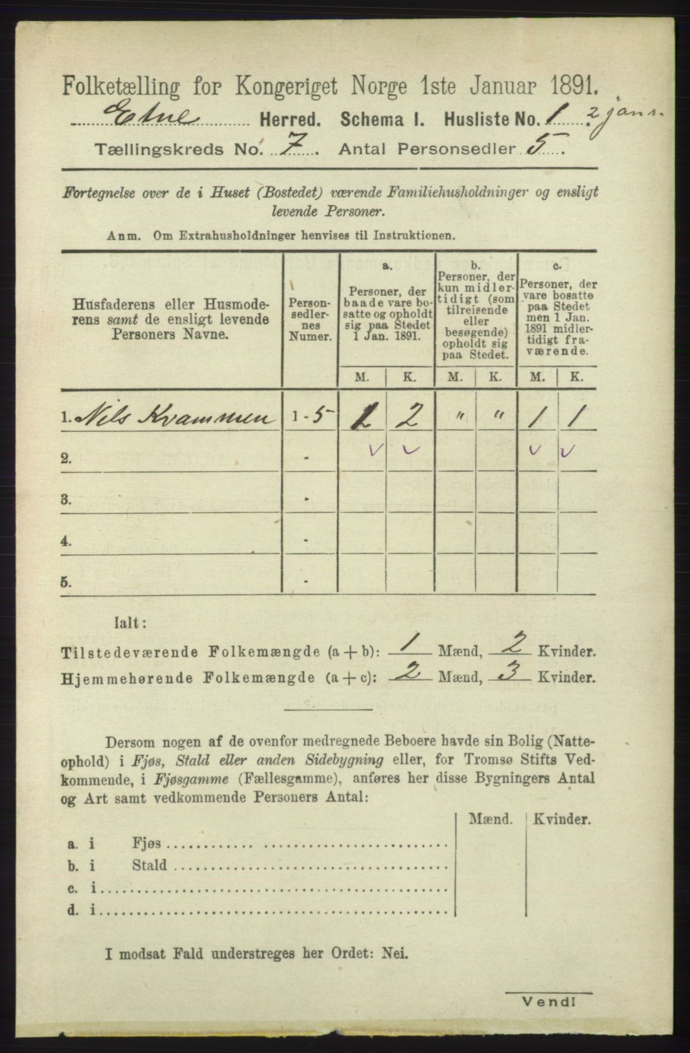 RA, Folketelling 1891 for 1211 Etne herred, 1891, s. 1360