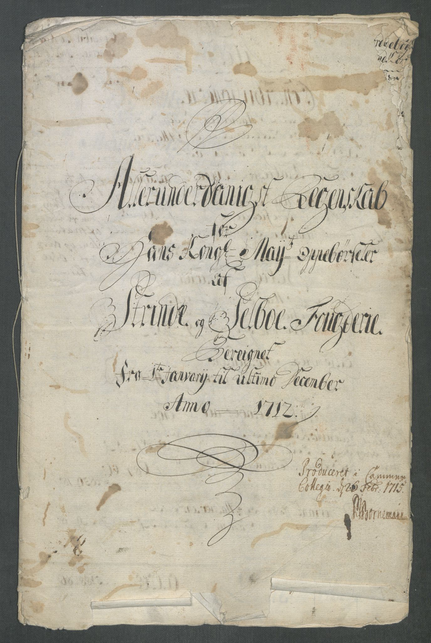 Rentekammeret inntil 1814, Reviderte regnskaper, Fogderegnskap, RA/EA-4092/R61/L4113: Fogderegnskap Strinda og Selbu, 1712-1713, s. 3
