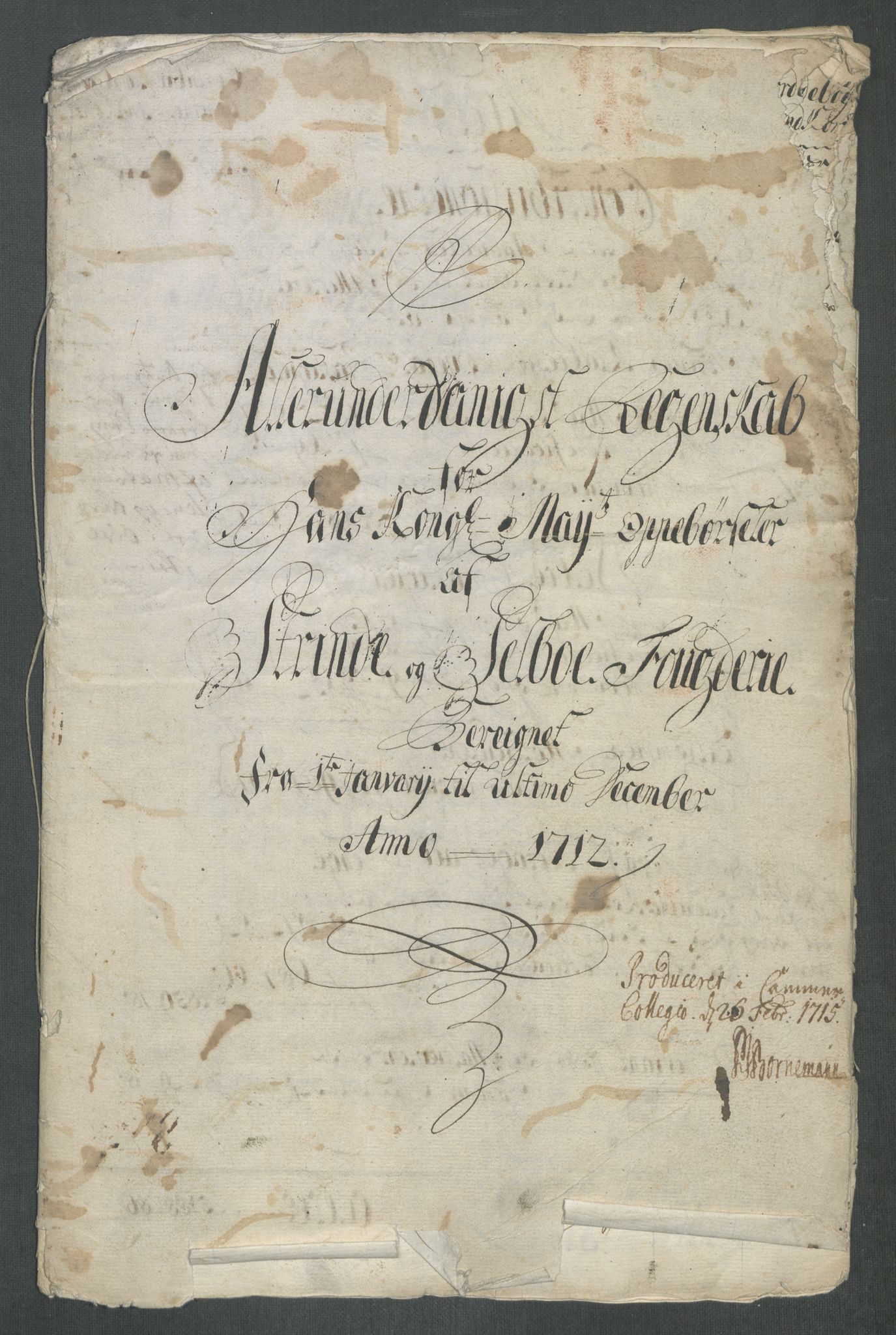 Rentekammeret inntil 1814, Reviderte regnskaper, Fogderegnskap, AV/RA-EA-4092/R61/L4113: Fogderegnskap Strinda og Selbu, 1712-1713, s. 3
