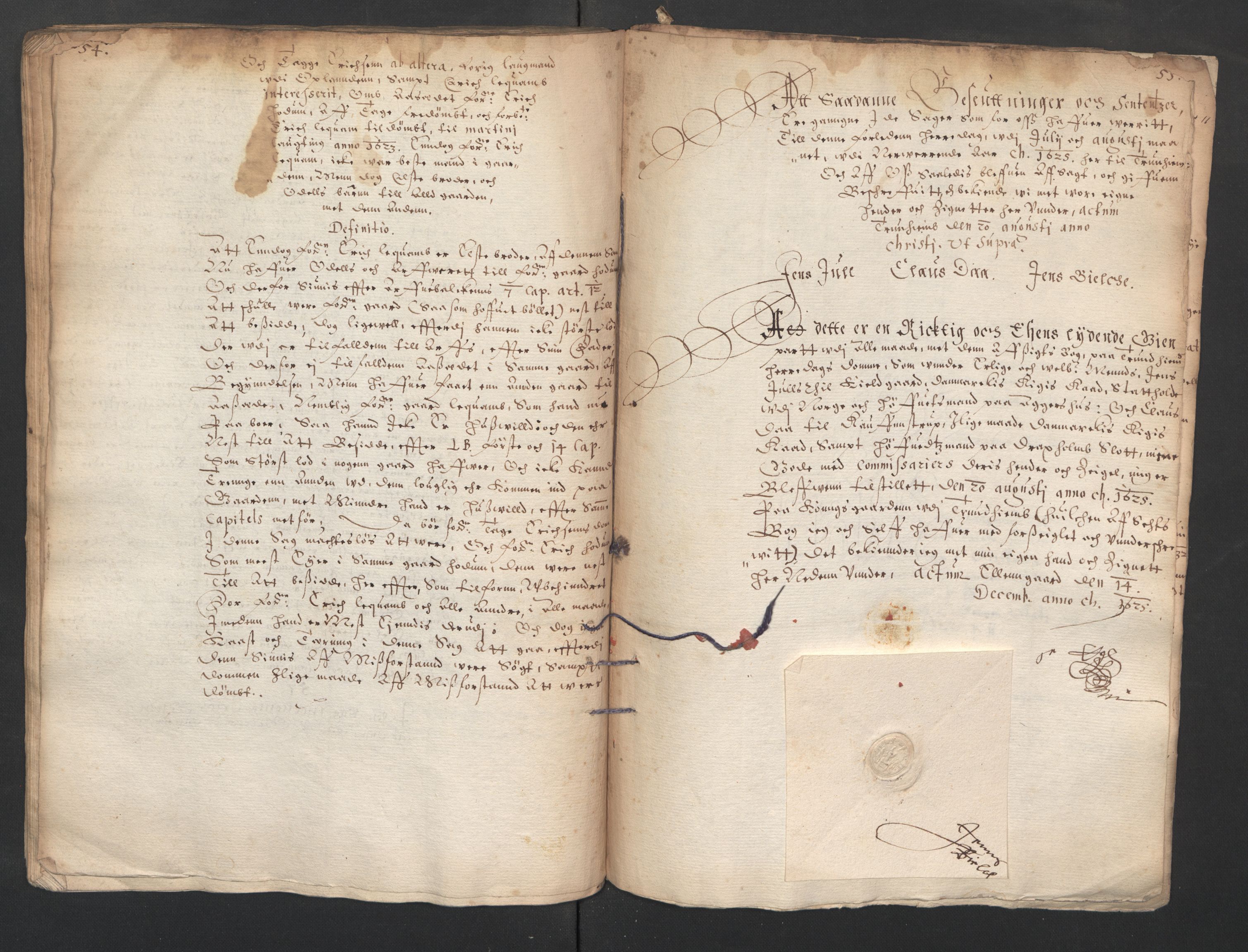 Herredagen 1539-1664  (Kongens Retterting), RA/EA-2882/A/L0015: Avsiktsbok, 1625, s. 54-55