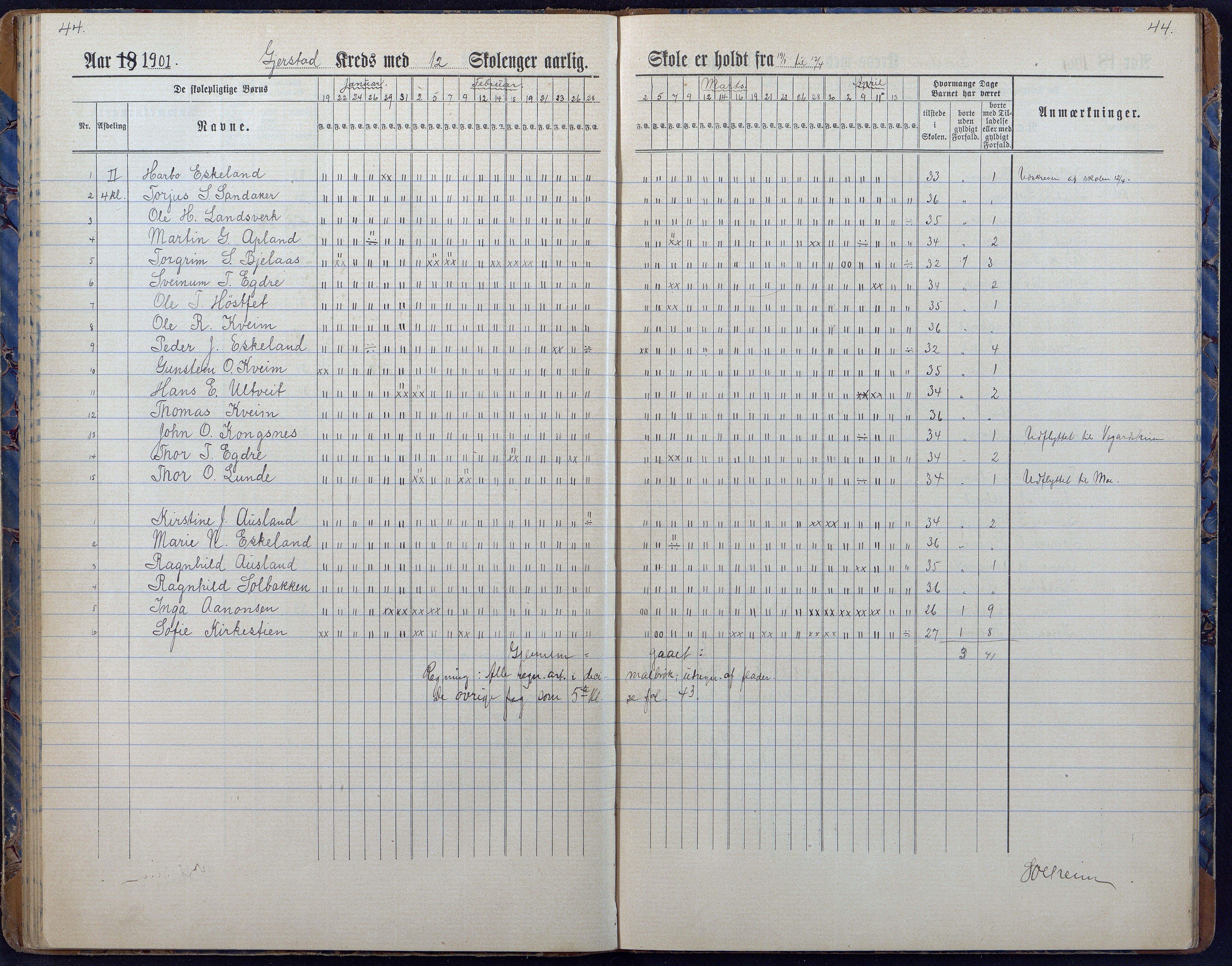 Gjerstad Kommune, Gjerstad Skole, AAKS/KA0911-550a/F01/L0008: Dagbok, 1892-1908, s. 46