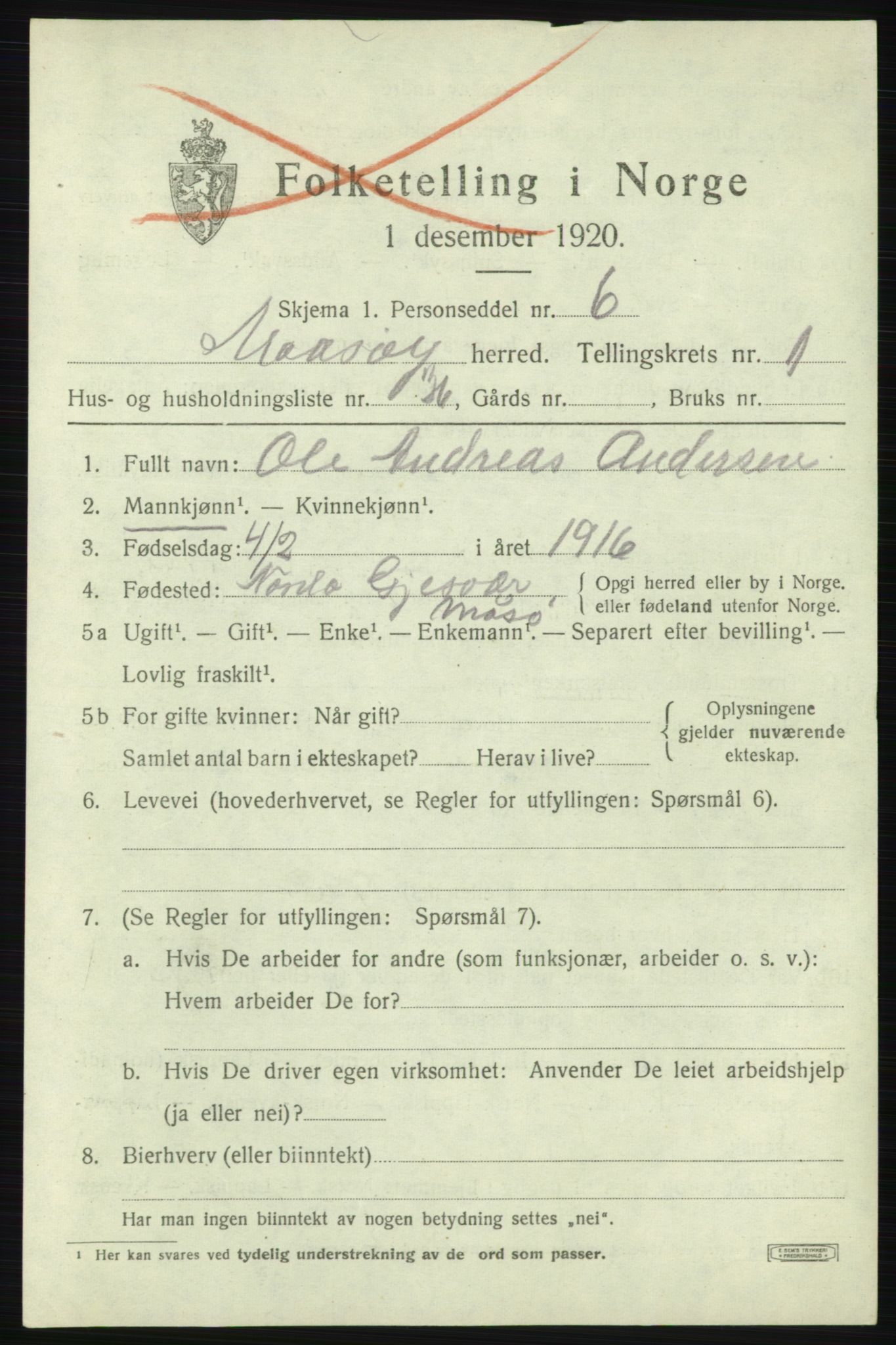 SATØ, Folketelling 1920 for 2018 Måsøy herred, 1920, s. 1224