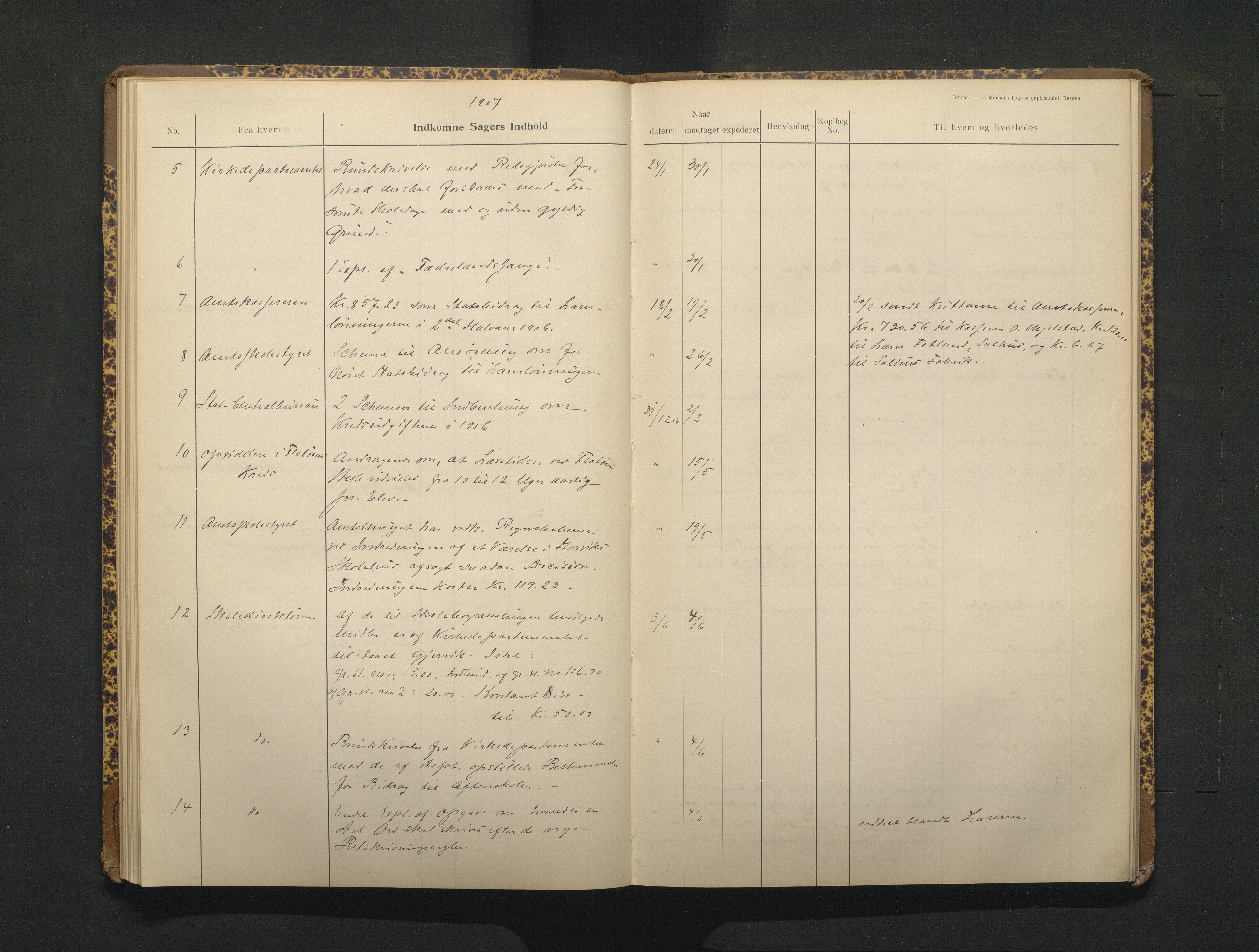 Hamre kommune. Skulestyret, IKAH/1254-211/C/Ca/L0003: Postjournal for Hamre skulestyre, 1901-1916