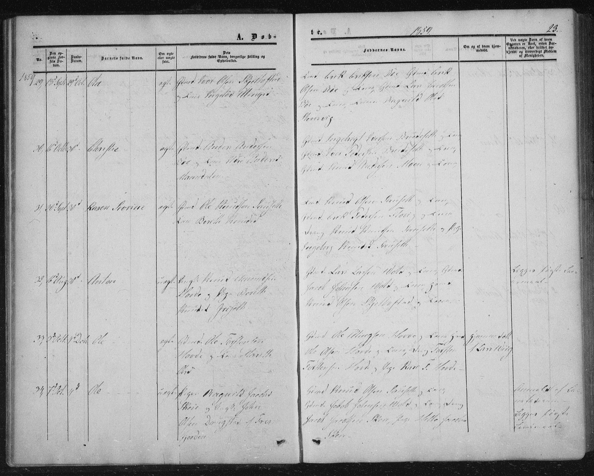 Ministerialprotokoller, klokkerbøker og fødselsregistre - Møre og Romsdal, SAT/A-1454/543/L0562: Ministerialbok nr. 543A02, 1854-1884, s. 23