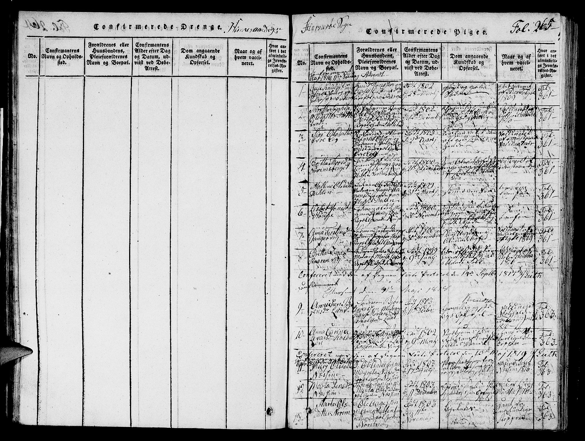 Nedstrand sokneprestkontor, AV/SAST-A-101841/01/V: Klokkerbok nr. B 1 /2, 1816-1847, s. 265