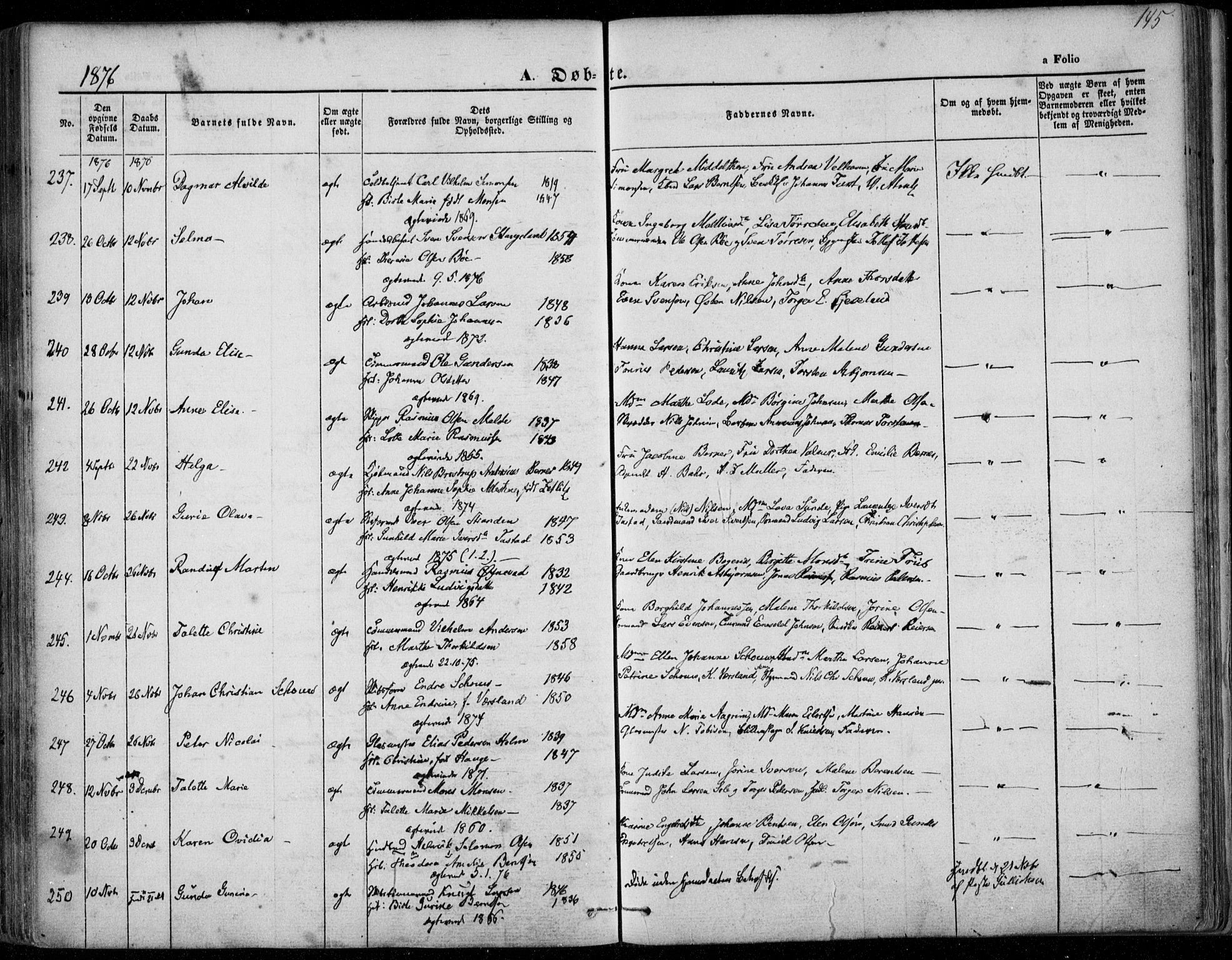 Domkirken sokneprestkontor, AV/SAST-A-101812/001/30/30BA/L0022: Ministerialbok nr. A 21, 1868-1877, s. 145