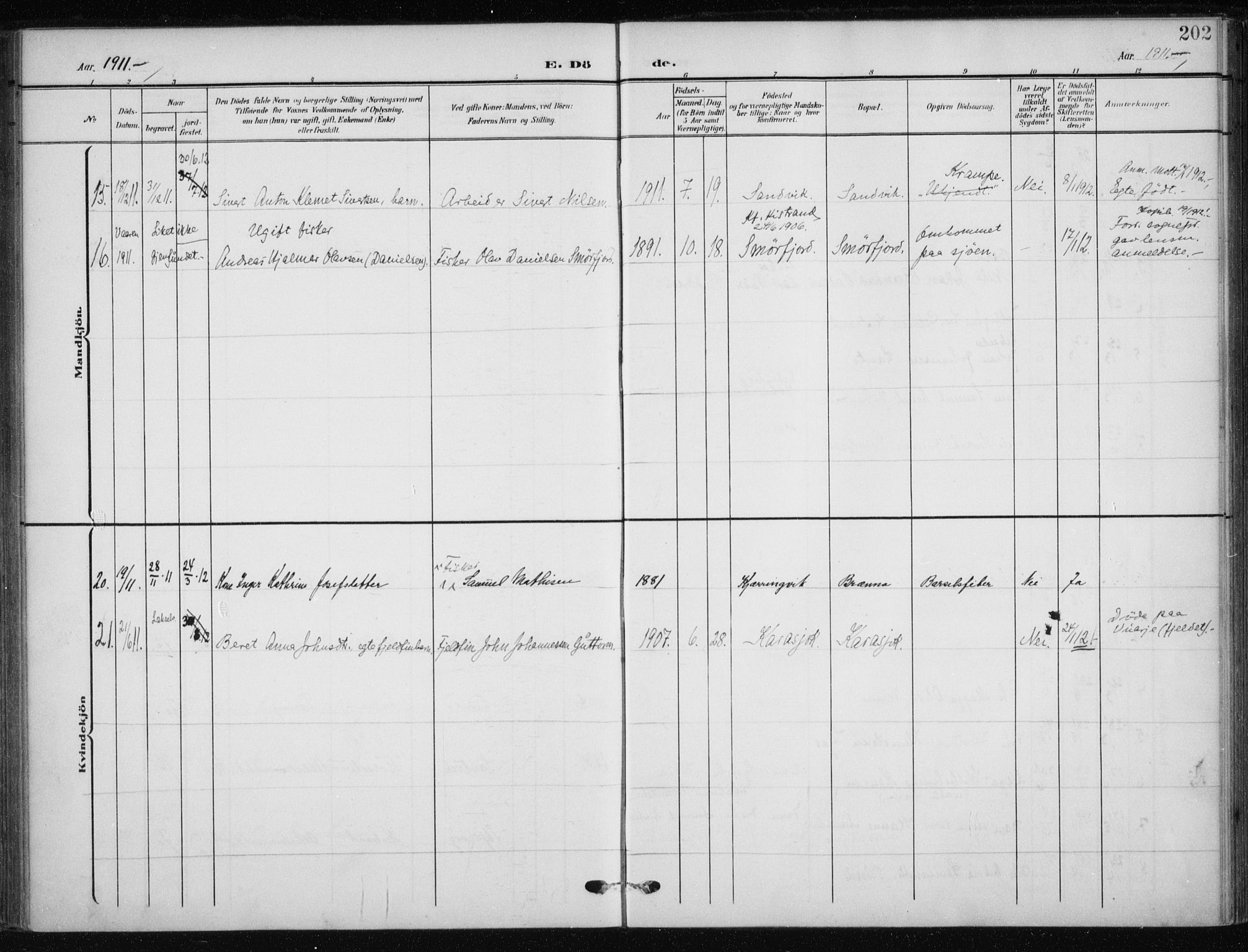 Kistrand/Porsanger sokneprestembete, AV/SATØ-S-1351/H/Ha/L0014.kirke: Ministerialbok nr. 14, 1908-1917, s. 202