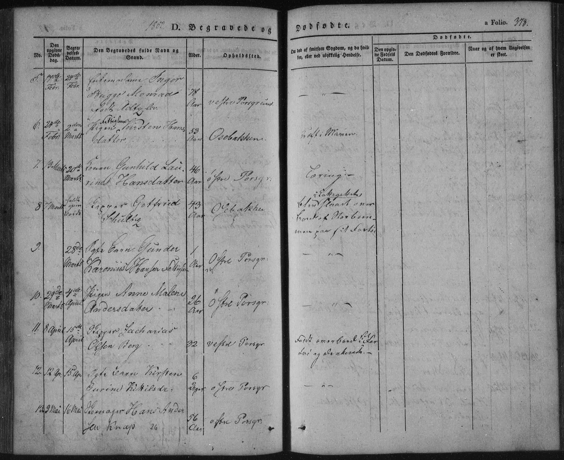 Porsgrunn kirkebøker , AV/SAKO-A-104/F/Fa/L0006: Ministerialbok nr. 6, 1841-1857, s. 378