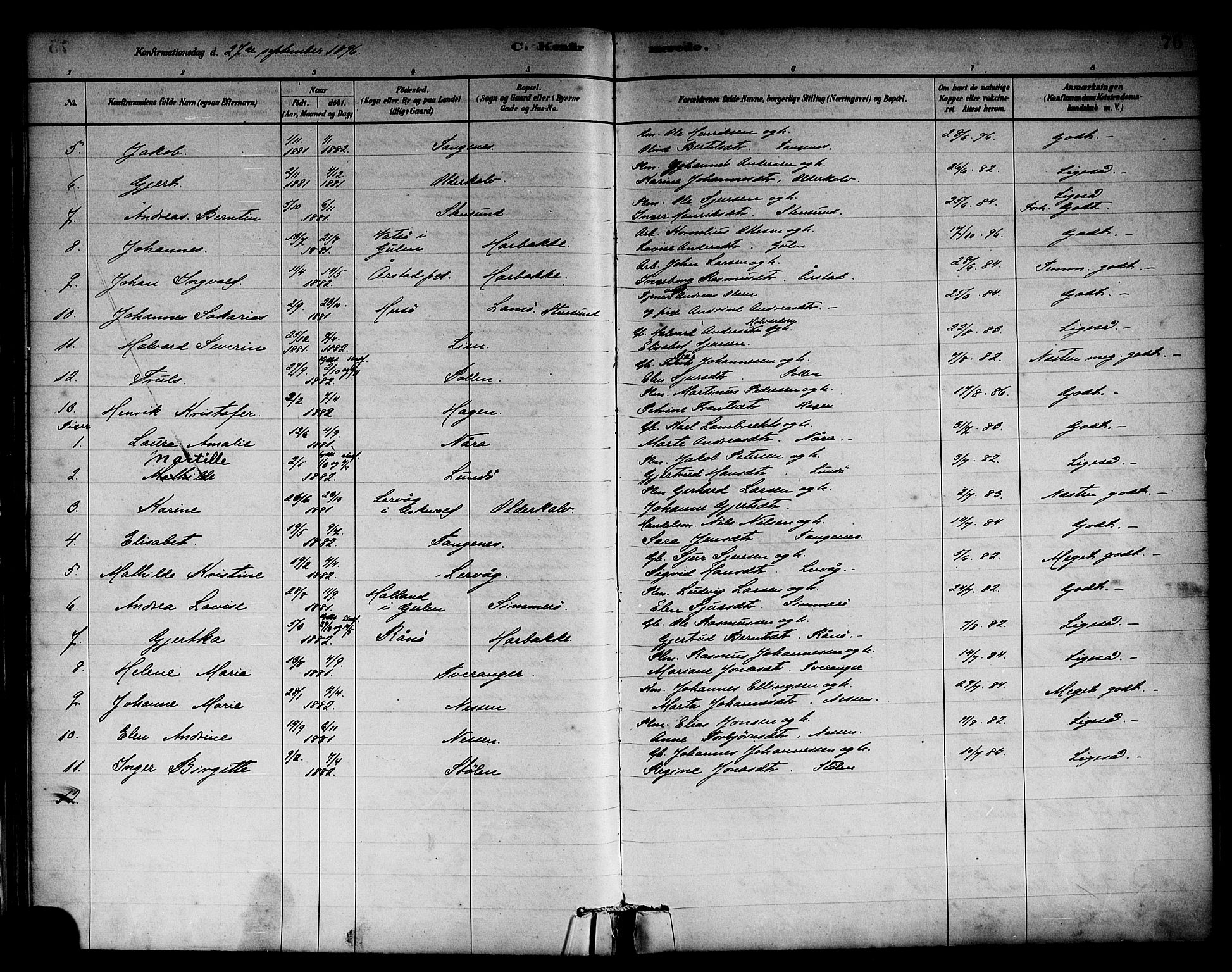 Solund sokneprestembete, AV/SAB-A-81401: Ministerialbok nr. A 1, 1881-1902, s. 76