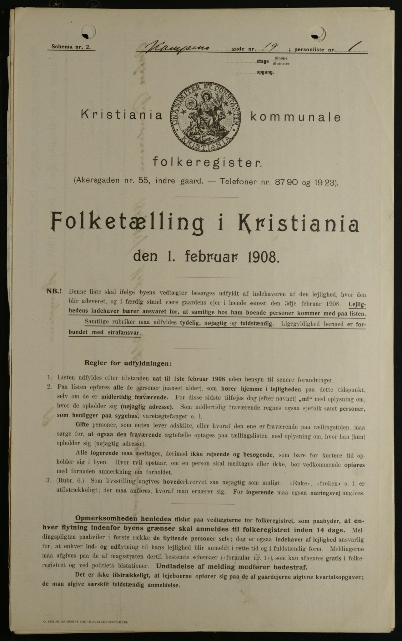 OBA, Kommunal folketelling 1.2.1908 for Kristiania kjøpstad, 1908, s. 42784