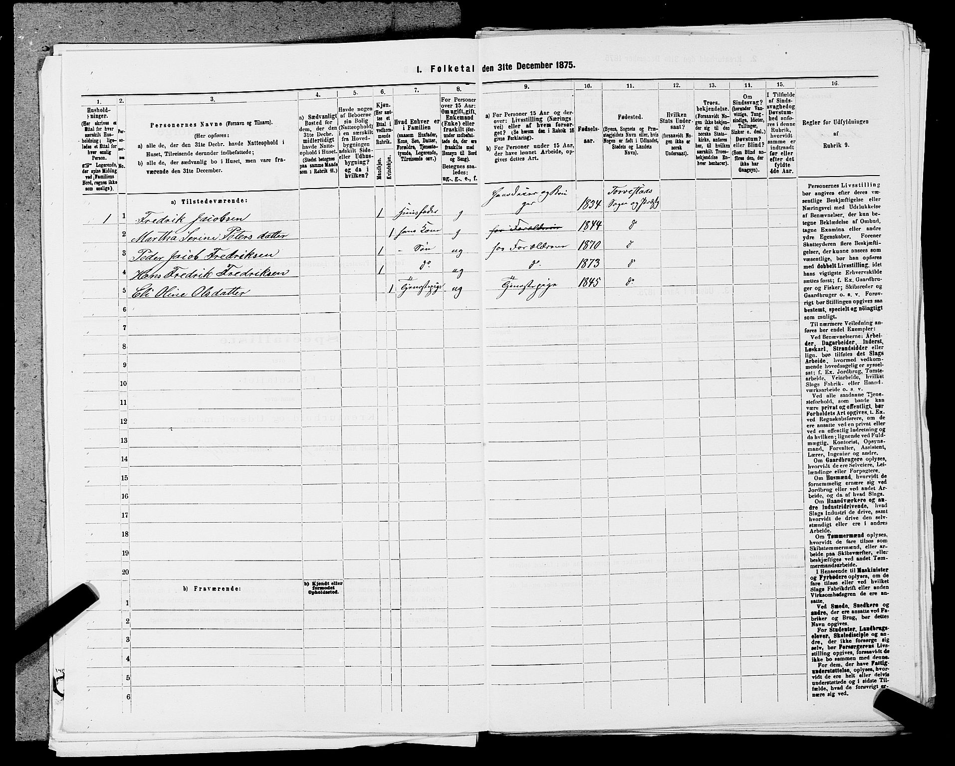 SAST, Folketelling 1875 for 1152L Torvastad prestegjeld, Torvastad sokn, Skåre sokn og Utsira sokn, 1875, s. 426