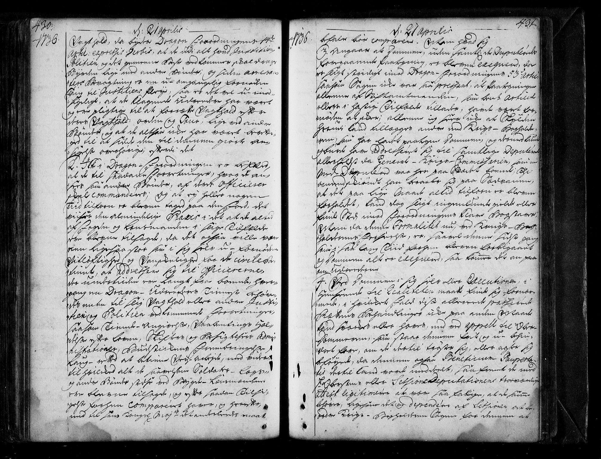 Stattholderembetet 1572-1771, AV/RA-EA-2870/Be/L0010: Allmenn kopibok, autorisert, 1735-1736, s. 430-431