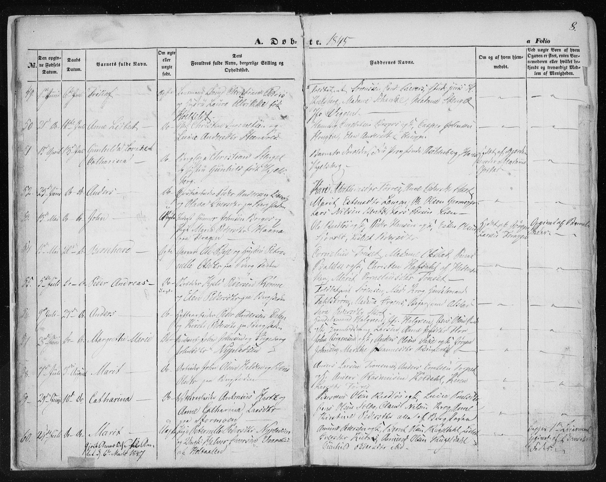 Ministerialprotokoller, klokkerbøker og fødselsregistre - Sør-Trøndelag, SAT/A-1456/681/L0931: Ministerialbok nr. 681A09, 1845-1859, s. 8