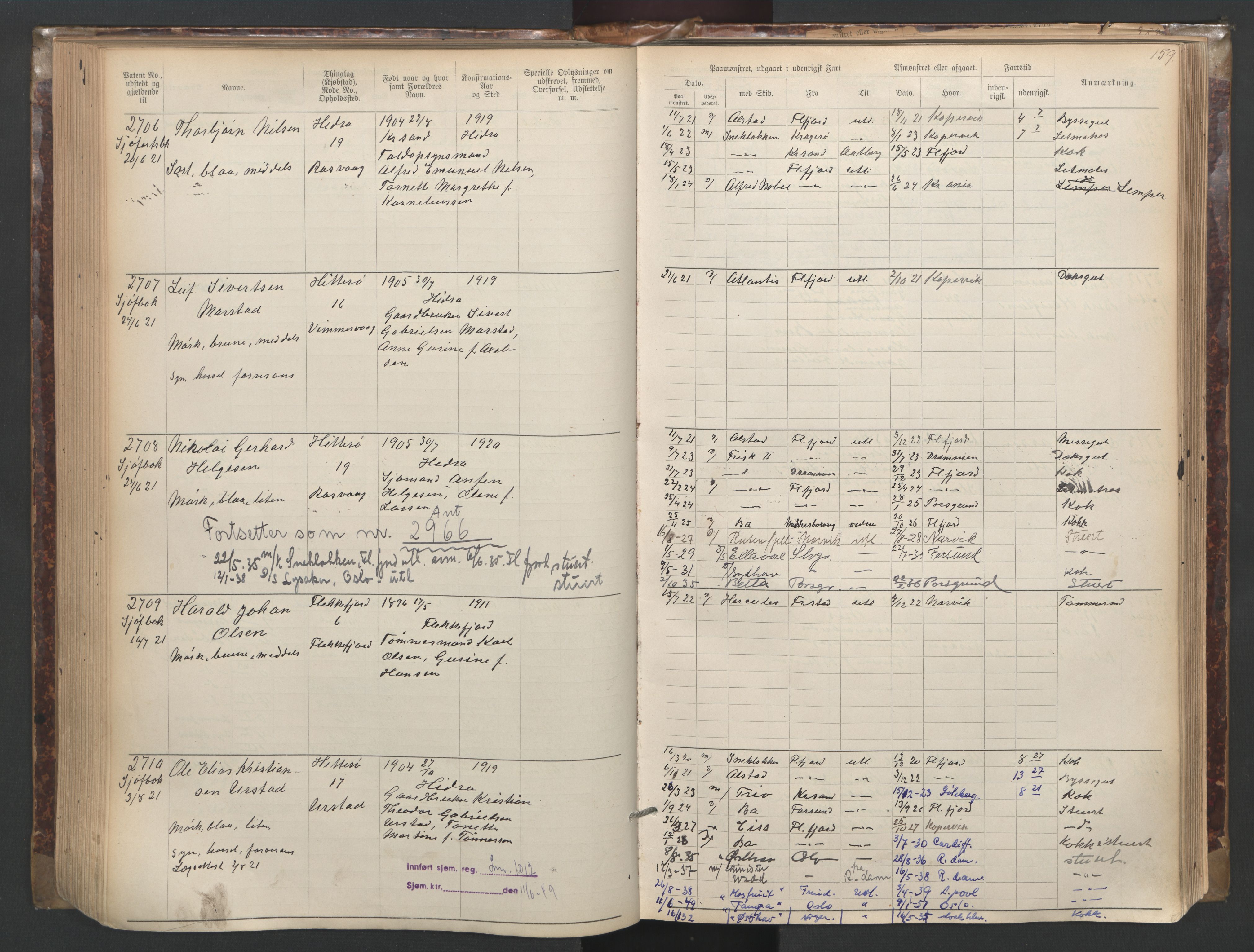 Flekkefjord mønstringskrets, AV/SAK-2031-0018/F/Fa/L0003: Annotasjonsrulle nr 1921-2963 med register, N-3, 1892-1948, s. 191